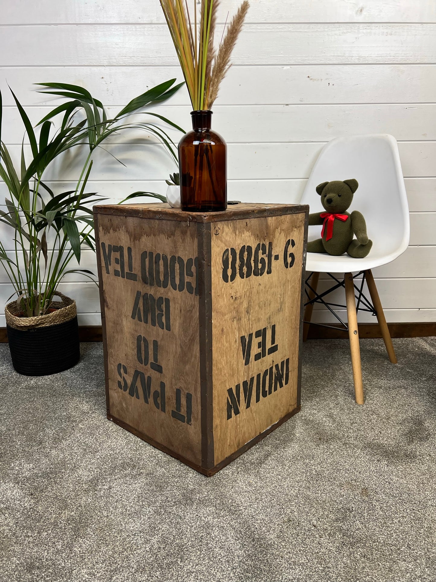 Vintage Wooden Tea Crate Side Table Chest Rustic Coffee Table Bedside Farmhouse