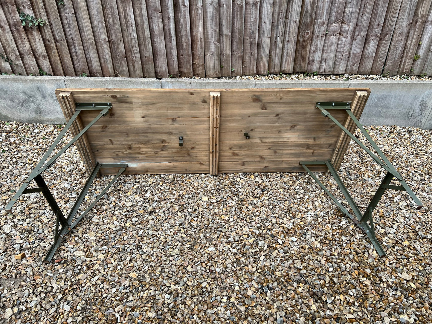 Rustic Wooden Folding Trestle Table Farmhouse Dining Reclaimed Ex Army Industrial Office Desk