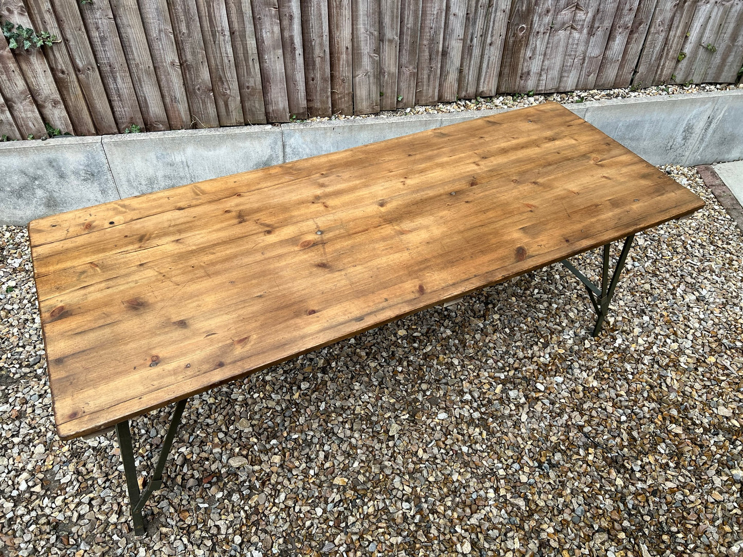 Rustic Wooden Folding Trestle Table Farmhouse Dining Reclaimed Ex Army Industrial Office Desk