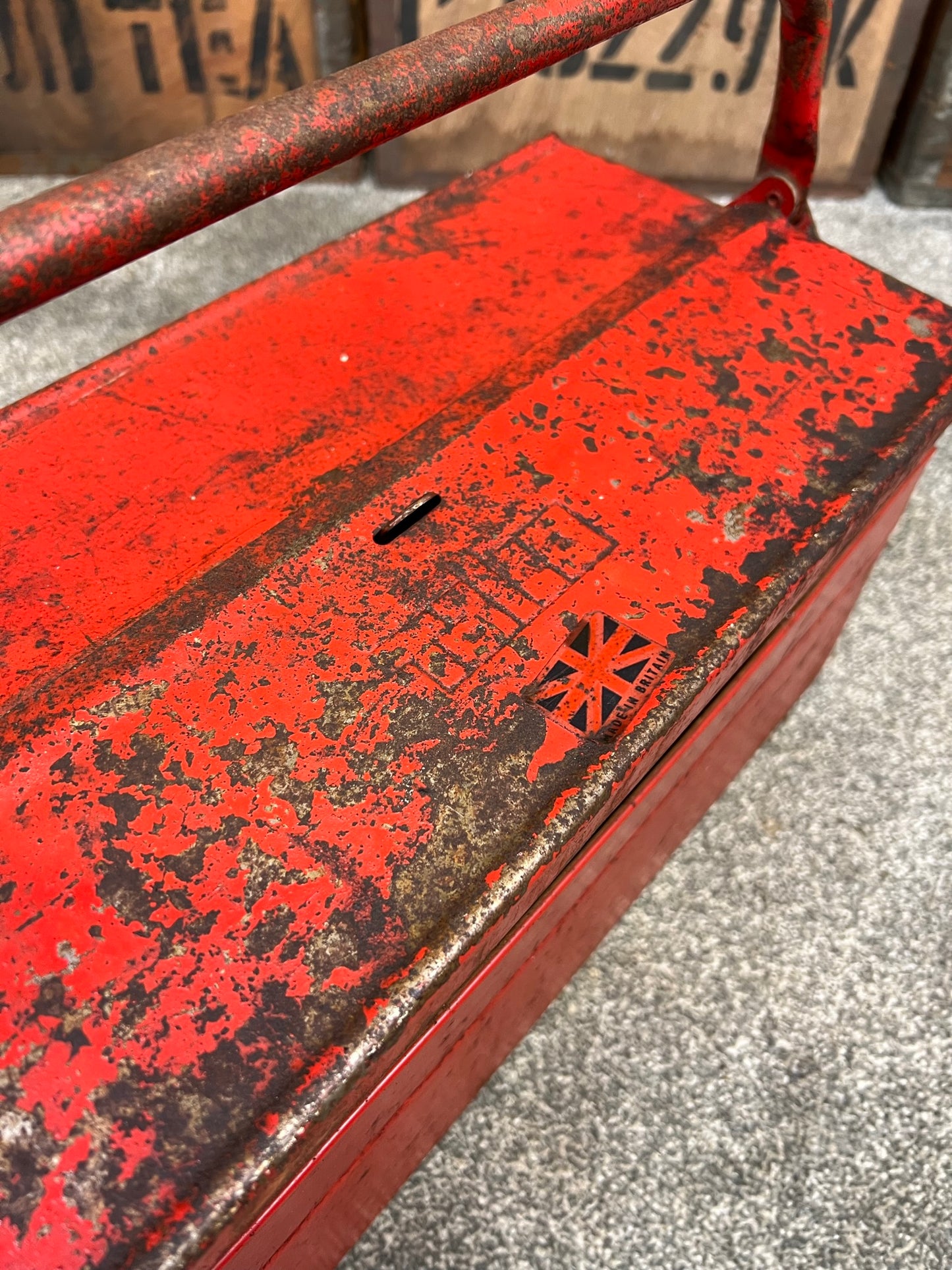 Retro Vintage Talco Metal Engineers Cantilever Toolbox Rustic Patina Tool Chest