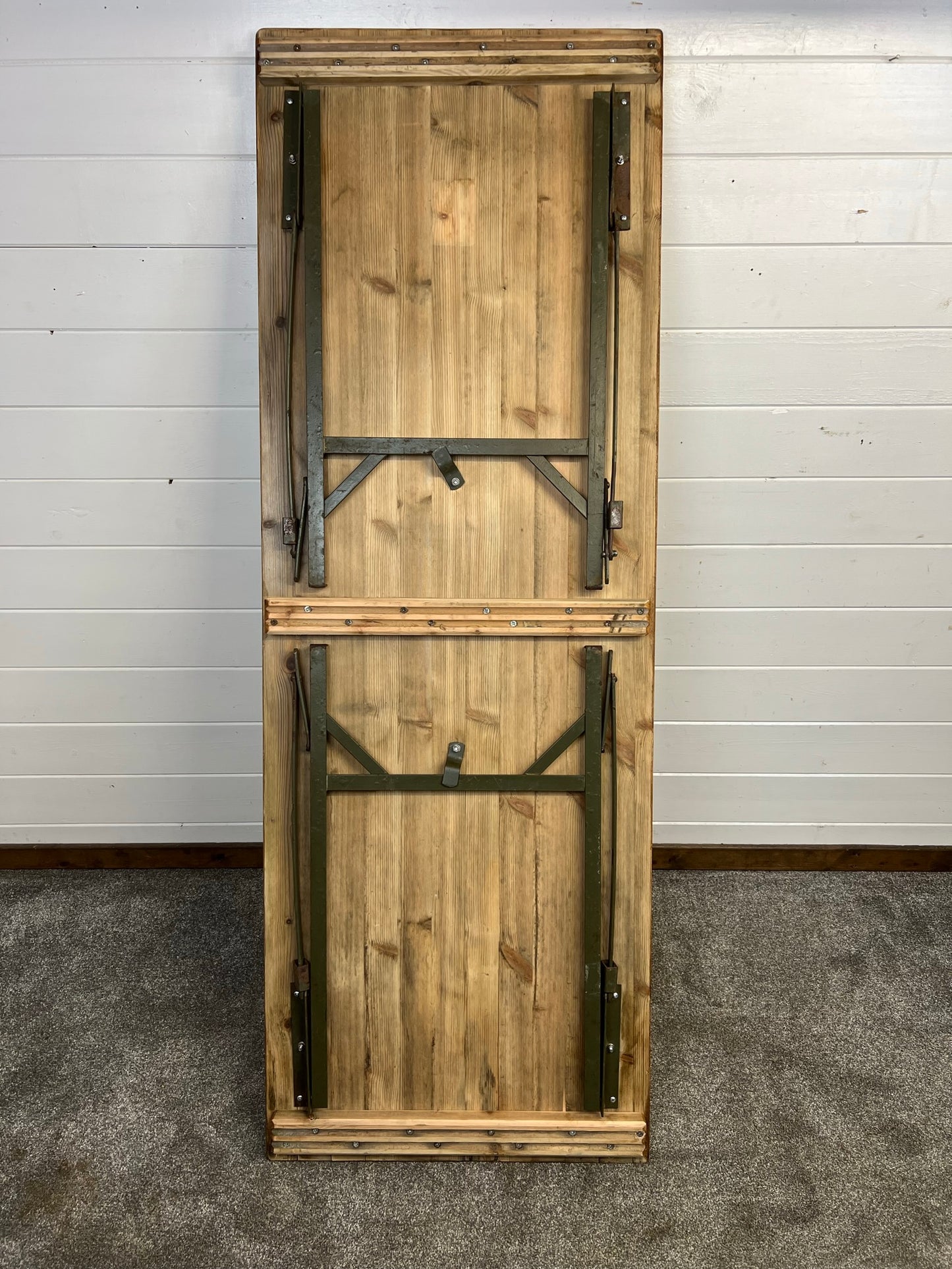 Rustic Vintage Wooden Folding Trestle Table Industrial Farmhouse Dining Desk Reclaimed Army