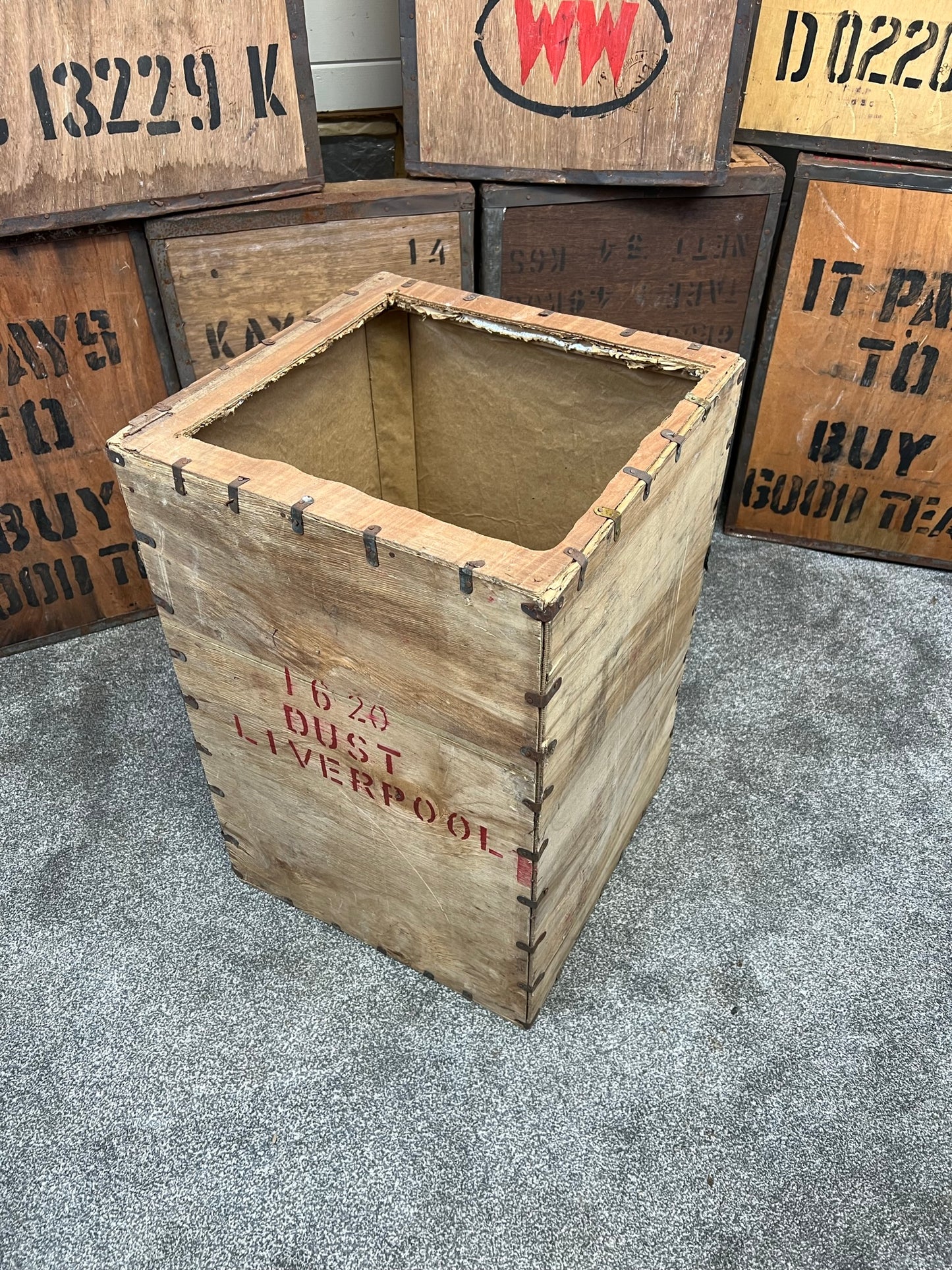 Vintage Wooden Tea Crate Chest Rustic Side Table Farmhouse Decor Storage