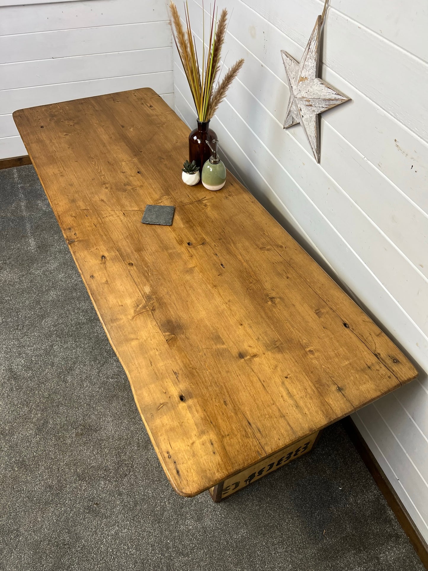 Rustic Industrial Trestle Table Top Wooden Vintage Table Farmhouse Wedding Chic
