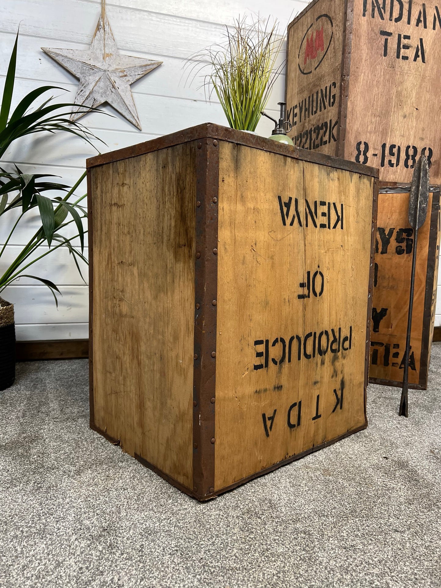 Vintage Tea Crate Wooden Chest Bedroom Table Coffee Shop Bar Prop Decor Farmhouse Side Table