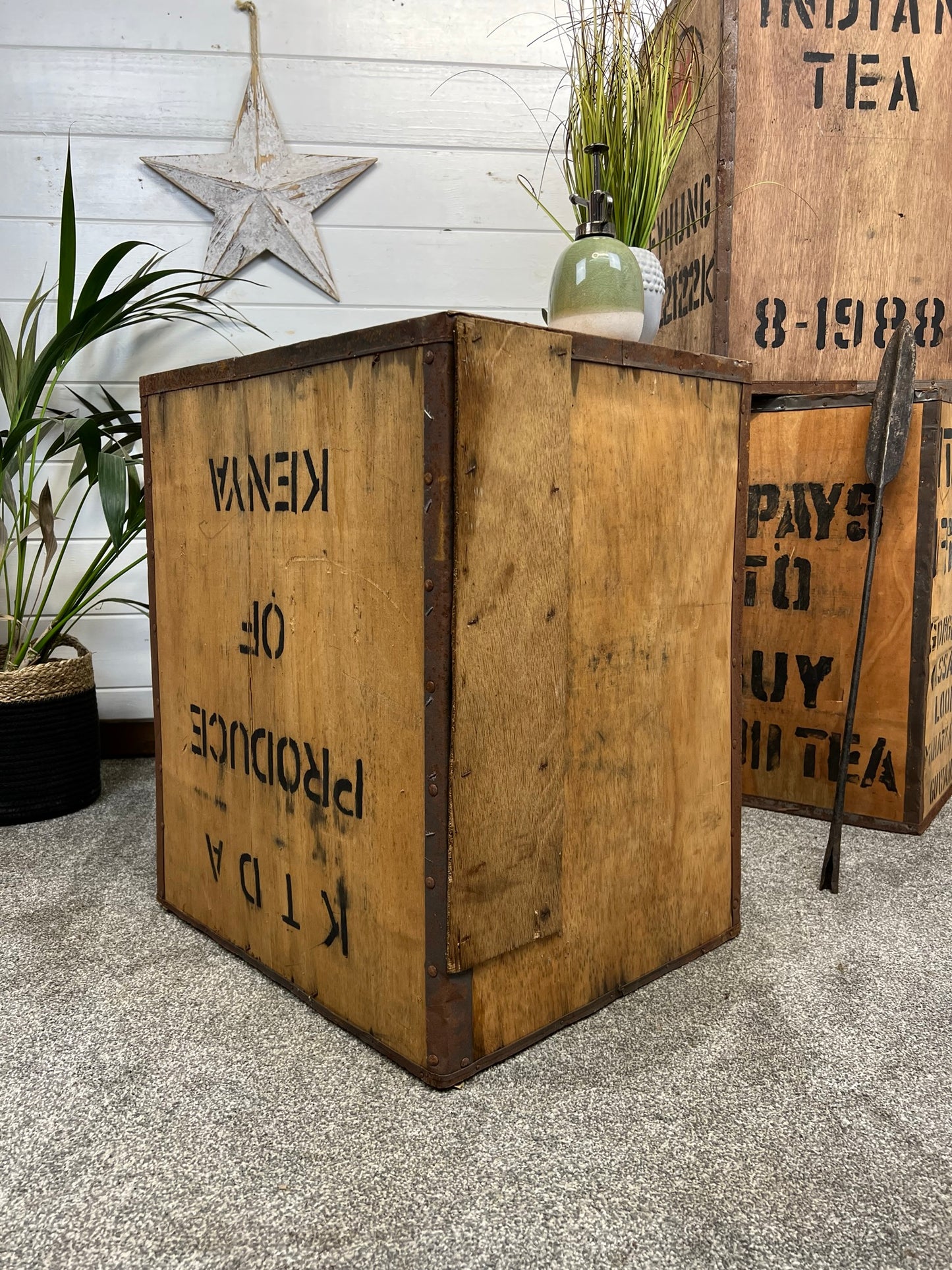 Vintage Tea Crate Wooden Chest Bedroom Table Coffee Shop Bar Prop Decor Farmhouse Side Table