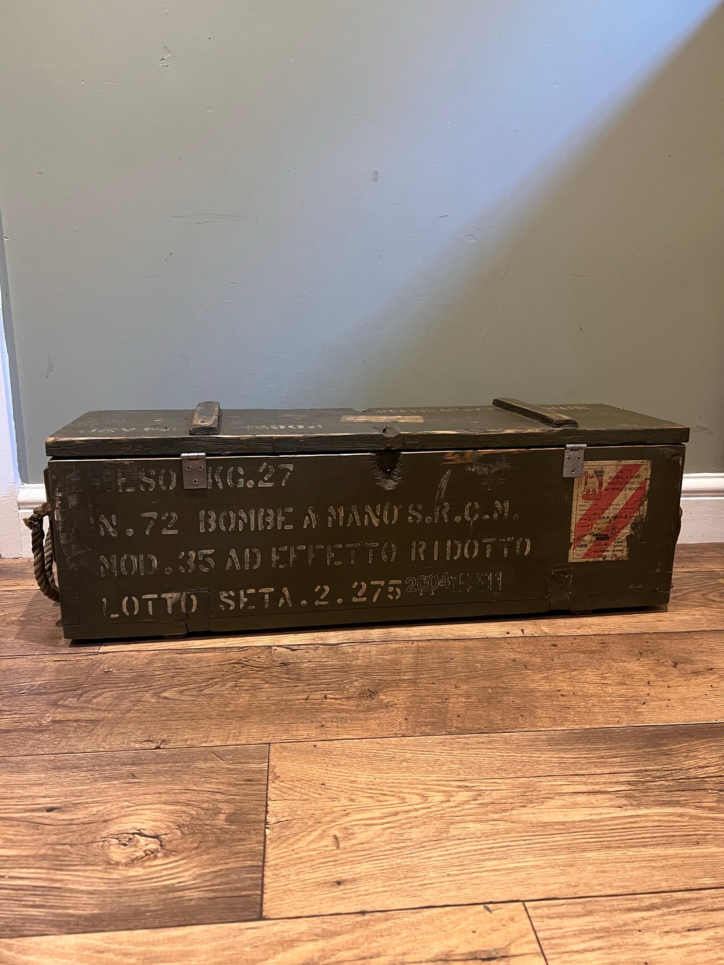 Wooden Ammo Box Vintage Rustic Storage Chest Industrial Trunk Home Coffee Table