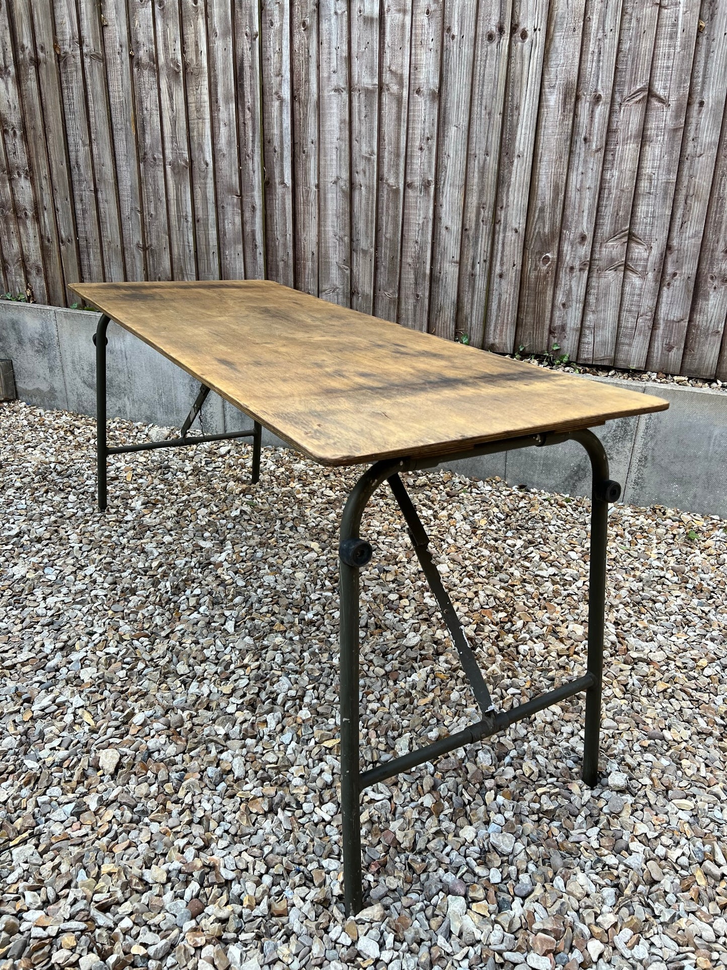 Rustic Folding Wooden Trestle Table Vintage Dining Military Army Reclaimed Home Camping Garden BBQ