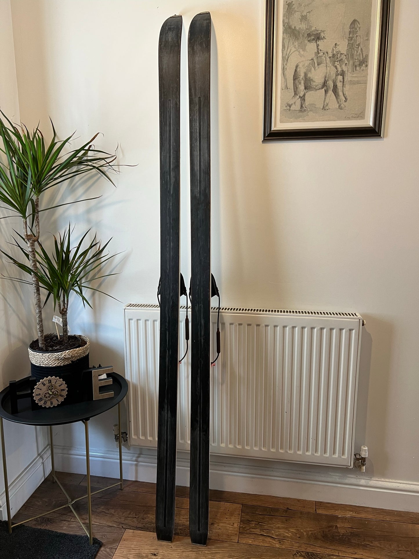 Vintage British Army Asnes Telemark Skis 190cm Riva 3 Military X Country Skis Wedding Rustic Decor