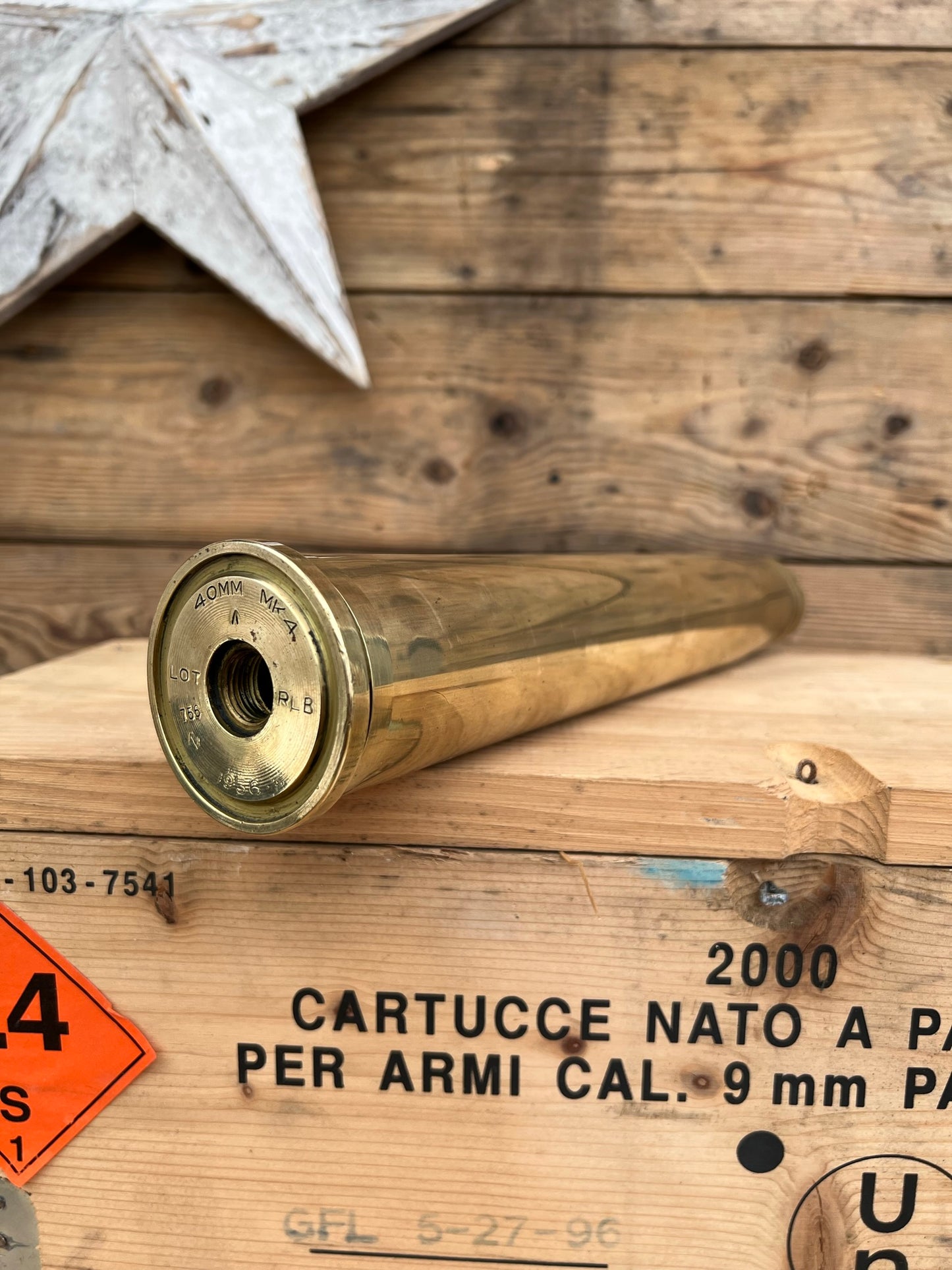 Ex Army Bofors Anti Aircraft 40mm Mk4 Brass Shell Cannon Bullet Dated 1956