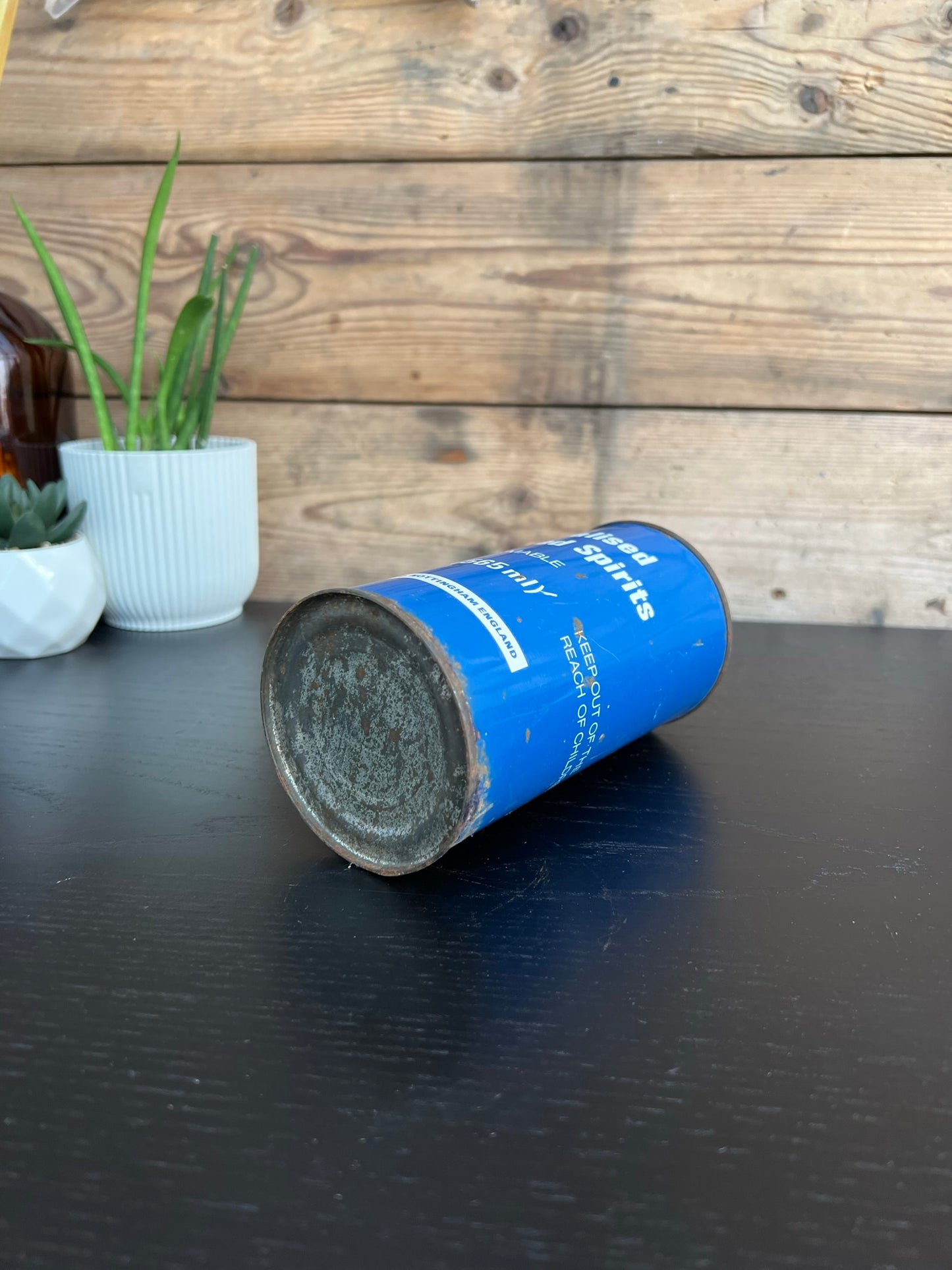 Vintage Boots Mineralised Methylated Spirits Metal Tin Old Boots Company Advertising Can