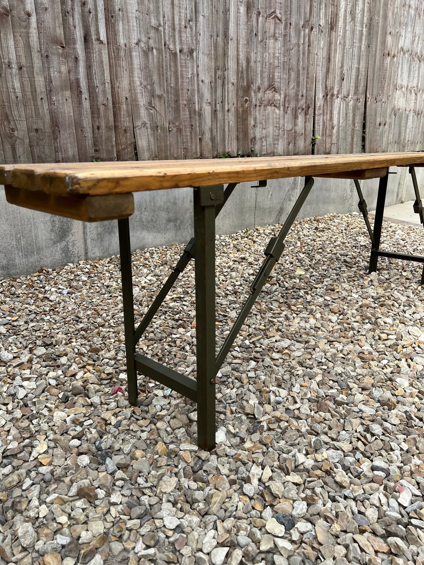 Wooden Folding Trestle Bench Reclaimed Heavy Duty Rustic Farmhouse Home Garden Army