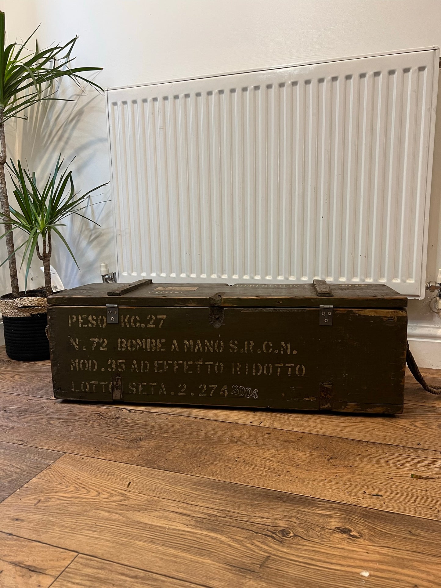 Wooden Ammo Box Vintage Rustic Storage Chest Industrial Trunk Home Coffee Table