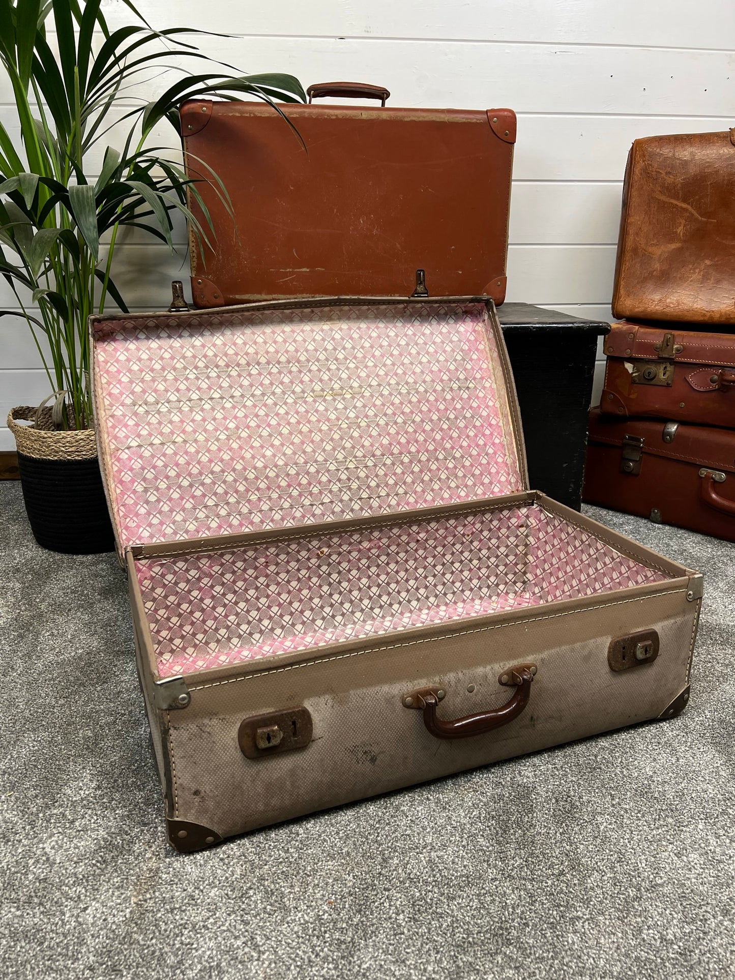 Vintage Suitcase Travel Trunk Retro Art Deco Boho Display Prop