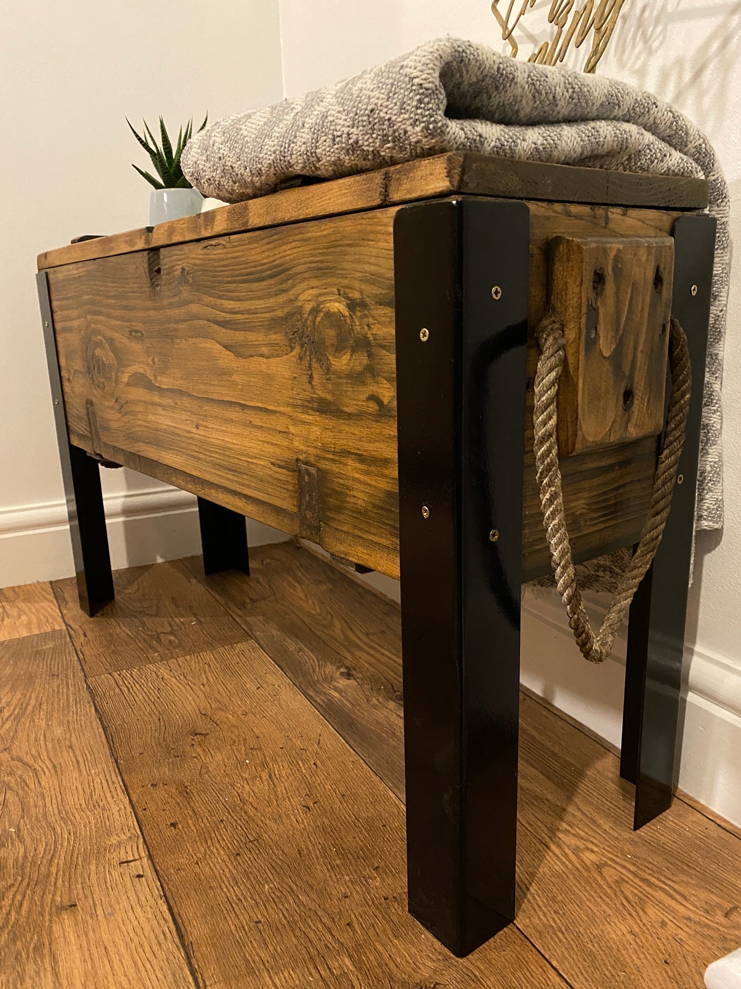Vintage Rustic Army Ammo Coffee Side Table Chest