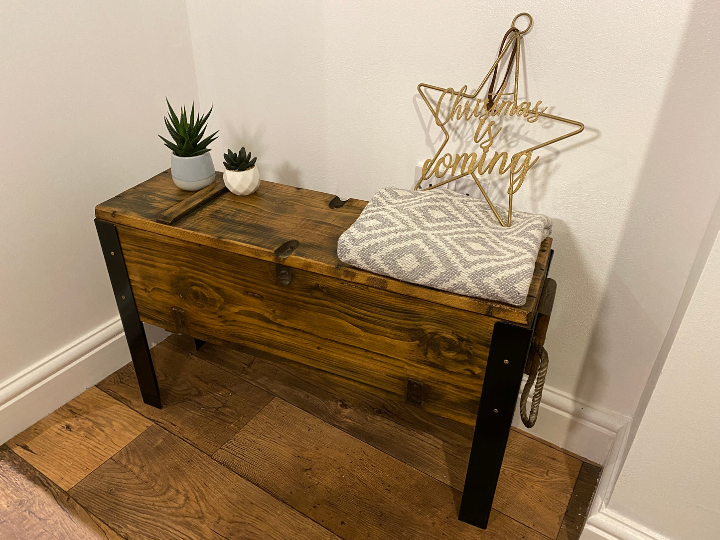 Vintage Rustic Army Ammo Coffee Side Table Chest