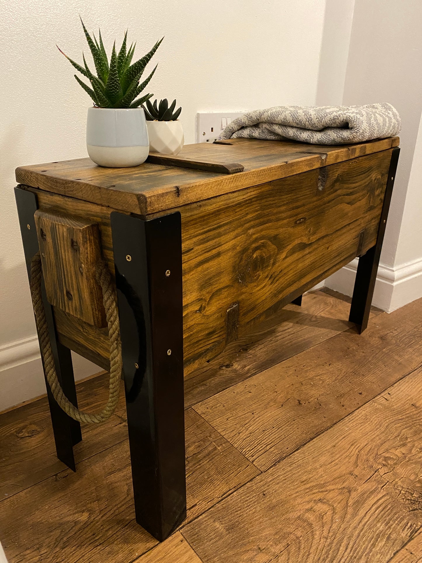 Vintage Rustic Army Ammo Coffee Side Table Chest