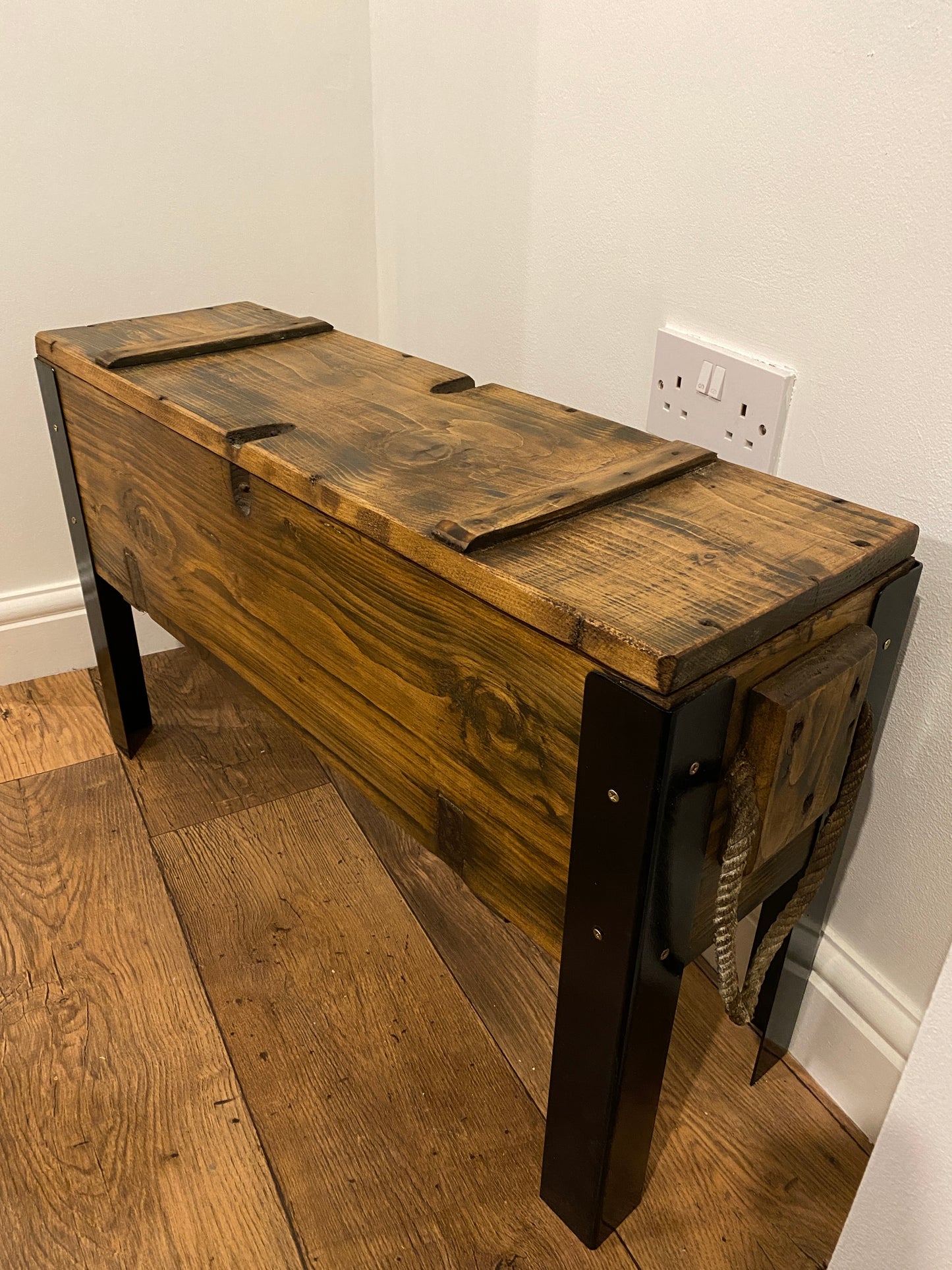 Vintage Rustic Army Ammo Coffee Side Table Chest