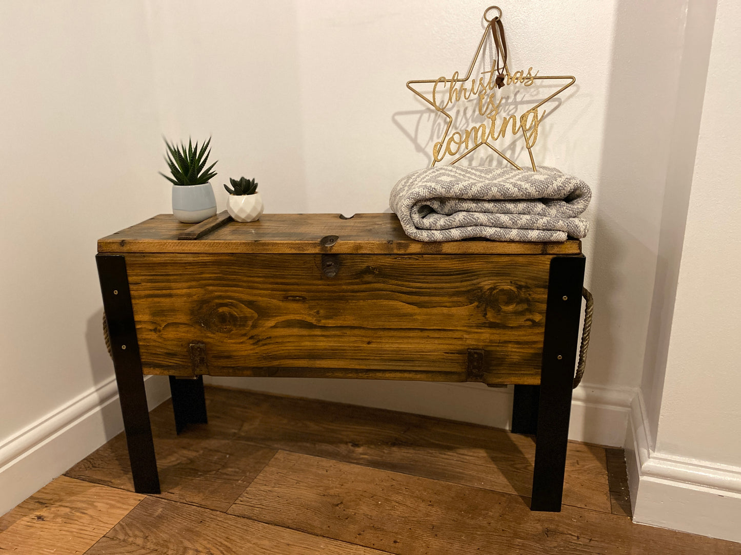Vintage Rustic Army Ammo Coffee Side Table Chest