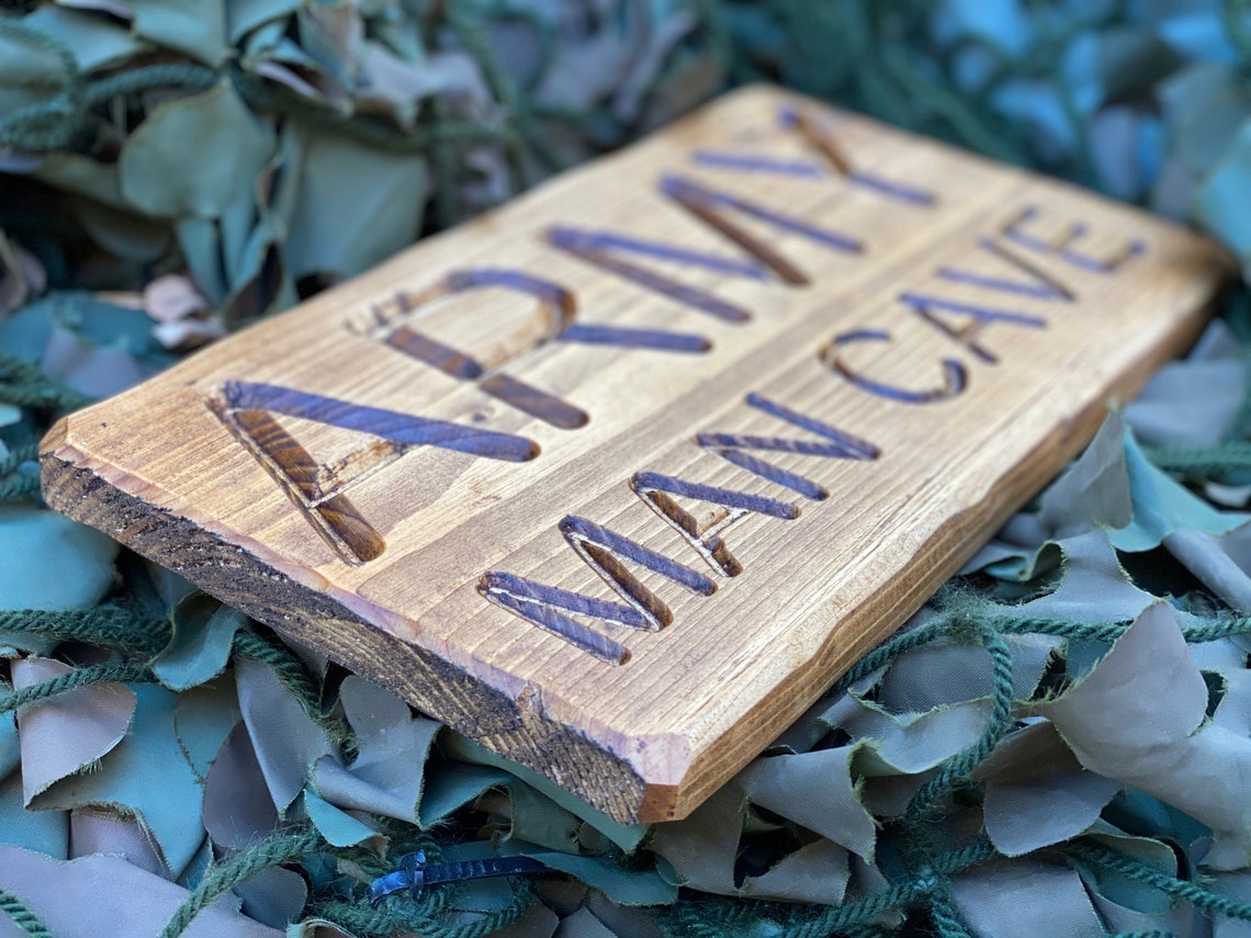 Army Man Cave Rustic Wooden Sign Handmade Beer Garden Decor
