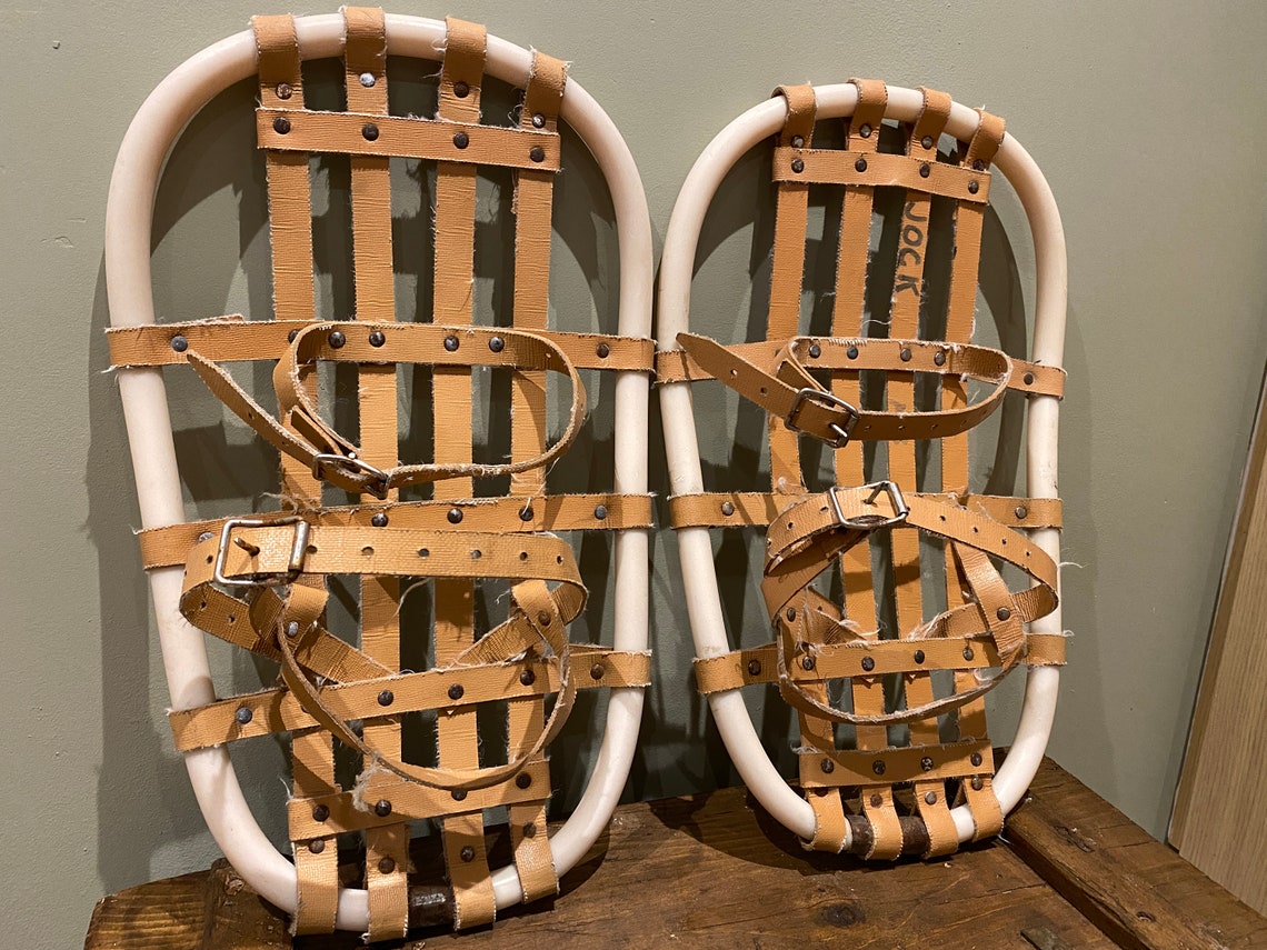 Vintage Rustic Snowshoes British Army Reclaimed Christmas Ski Winter Decor