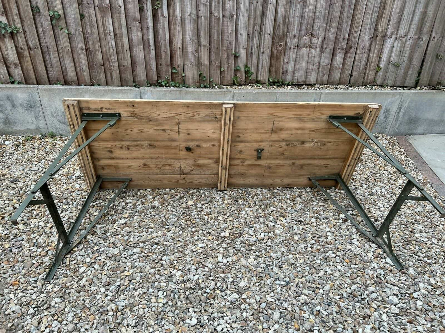 Rustic Wooden Folding Trestle Table Farmhouse Dining Army Industrial Home