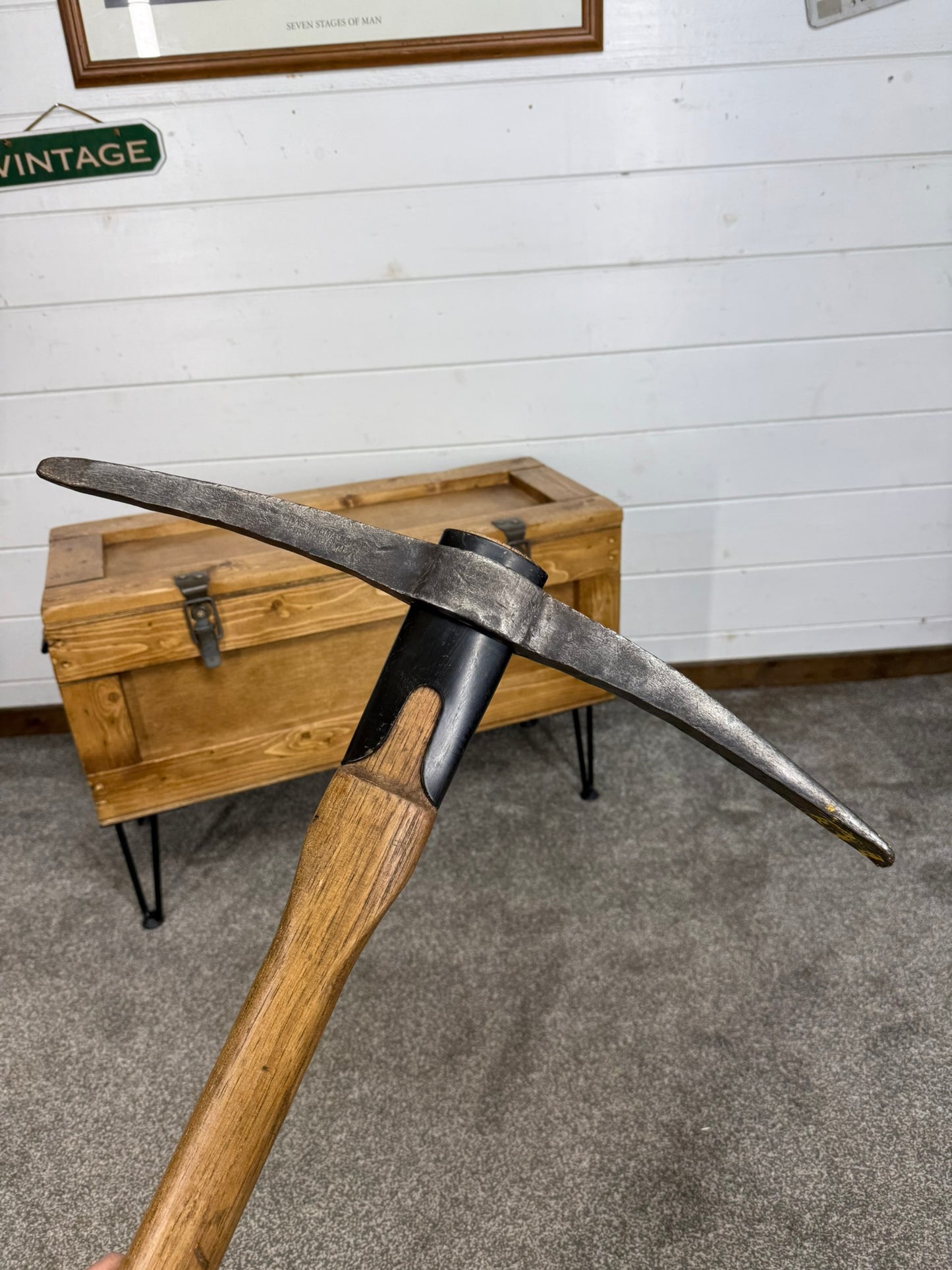 Military Pick Axe 3ft Long Handle Pioneer Tool Reclaimed British Army Display