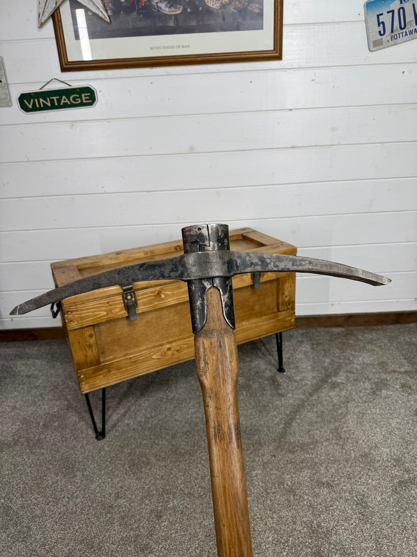 Vintage British Army Pick Axe Dated 1987 Reclaimed Pickaxe Army Display