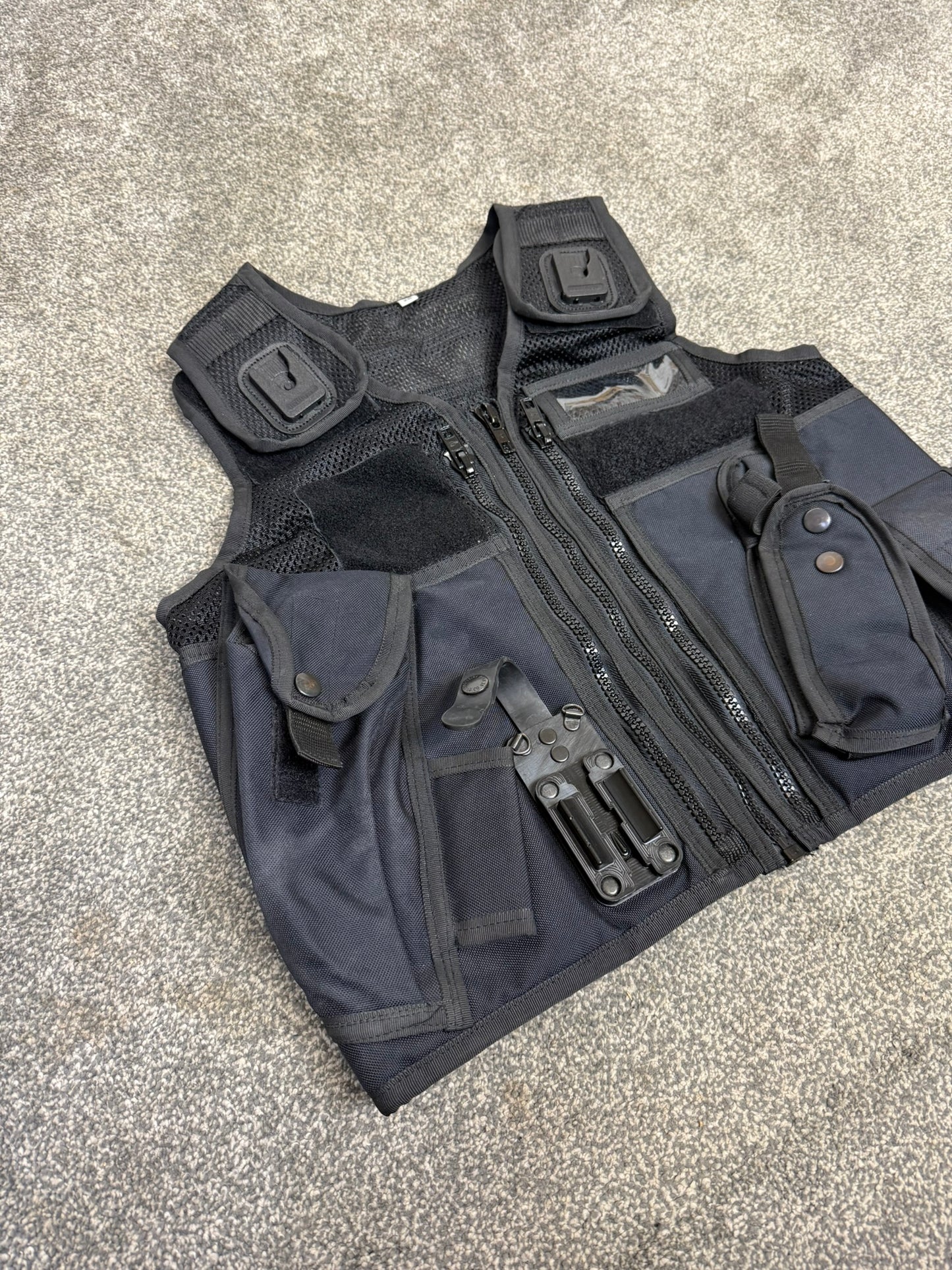 Ex Police Black Arktis Tactical Utility Vest & Pouches Security Airsoft - X Small