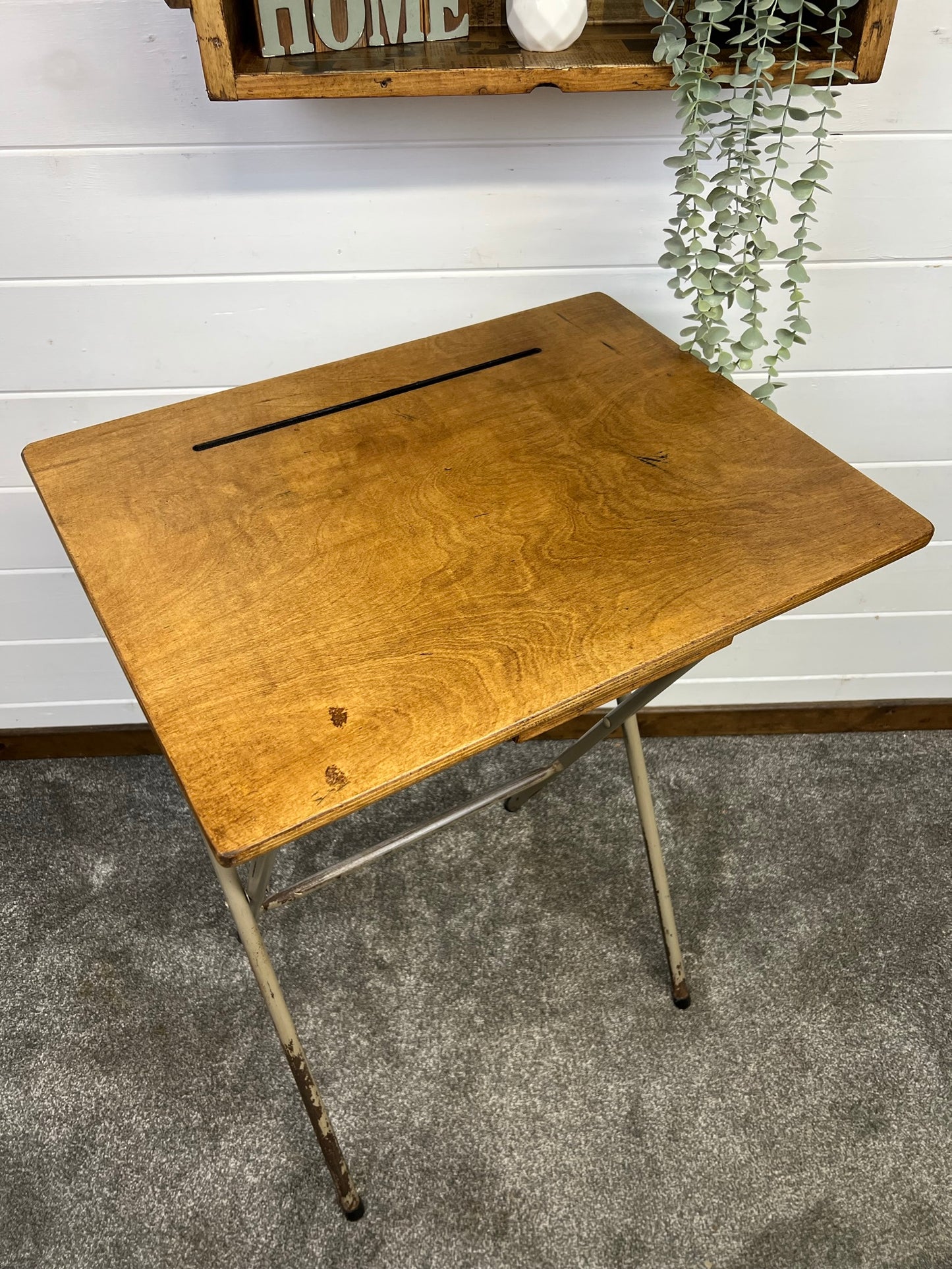 Vintage Folding School Desk Writing Desk Rustic Industrial 50's 60's Retro Side Table