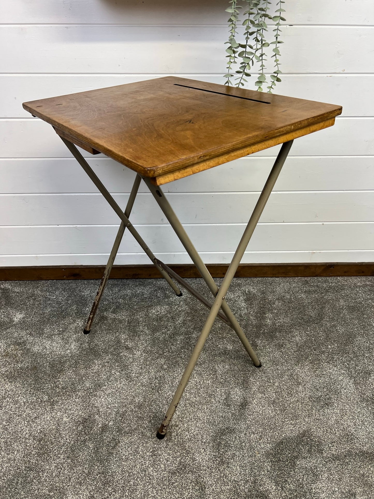 Vintage Folding School Desk Writing Desk Rustic Industrial 50's 60's Retro Side Table