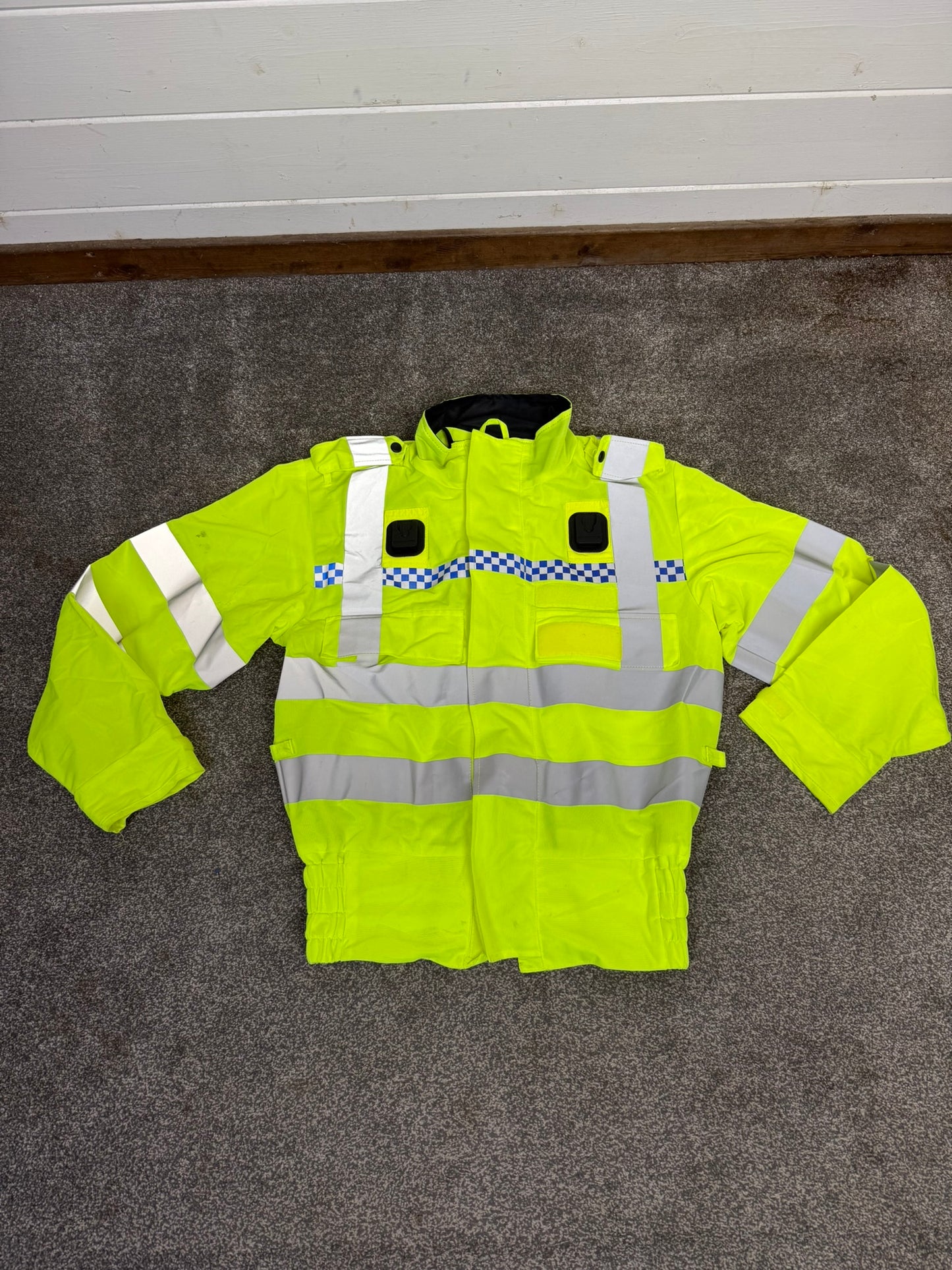 Ex Police Hi Vis Motorcycle Lightweight Bomber Jacket SMALL Security Walking Riding
