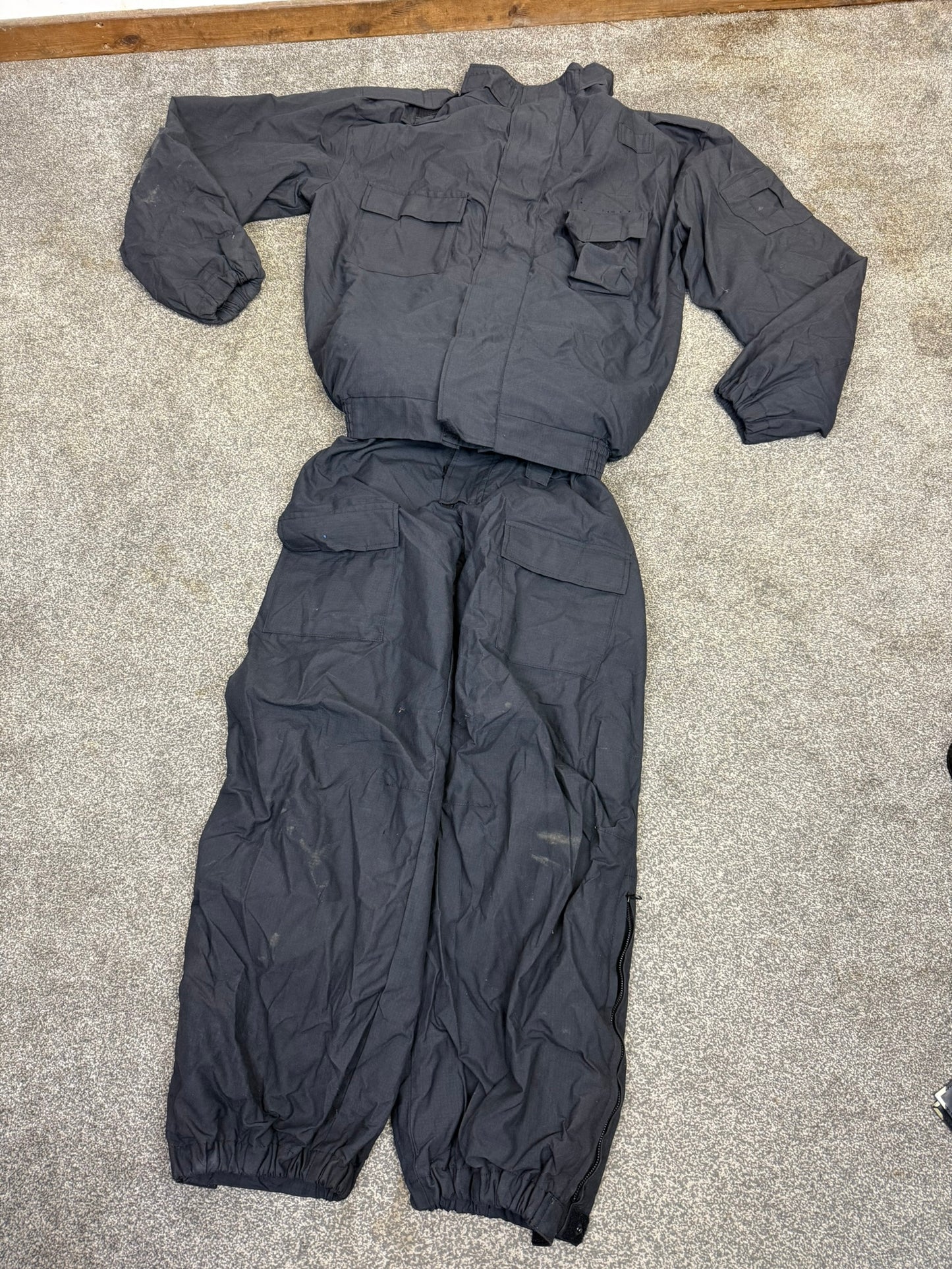 Ex Police Riot Coveralls Two Piece Flame Retardant Overall & Leather Belt Thermal Cold Weather Garage Workshop