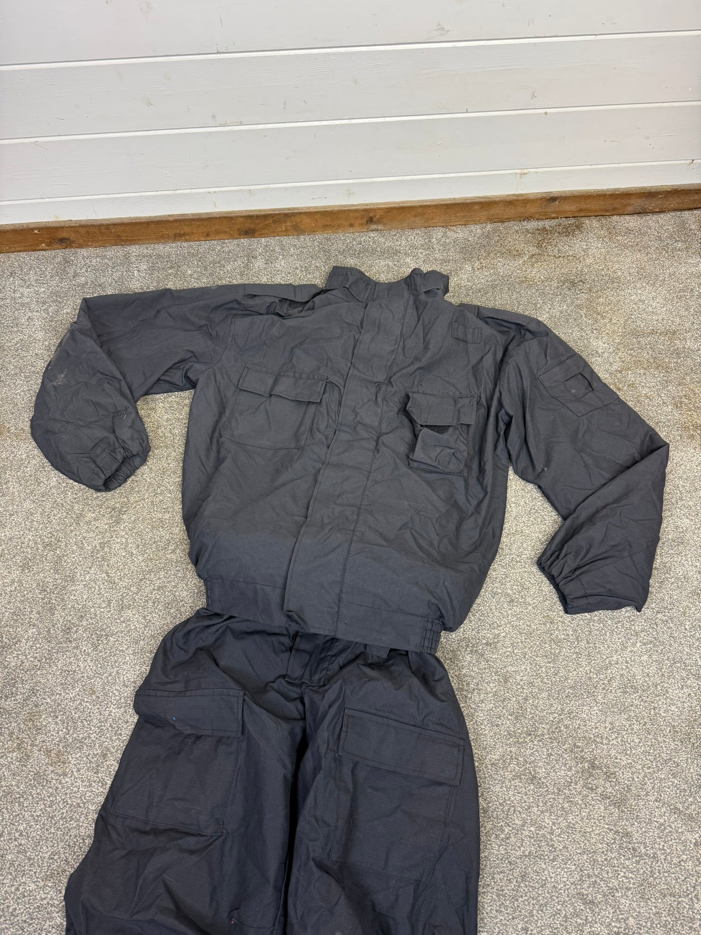 Ex Police Riot Coveralls Two Piece Flame Retardant Overall & Leather Belt Thermal Cold Weather Garage Workshop