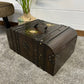 Vintage Wooden Trunk Chest Dome Top Vanity Box Rustic Boho Home Storage Decor