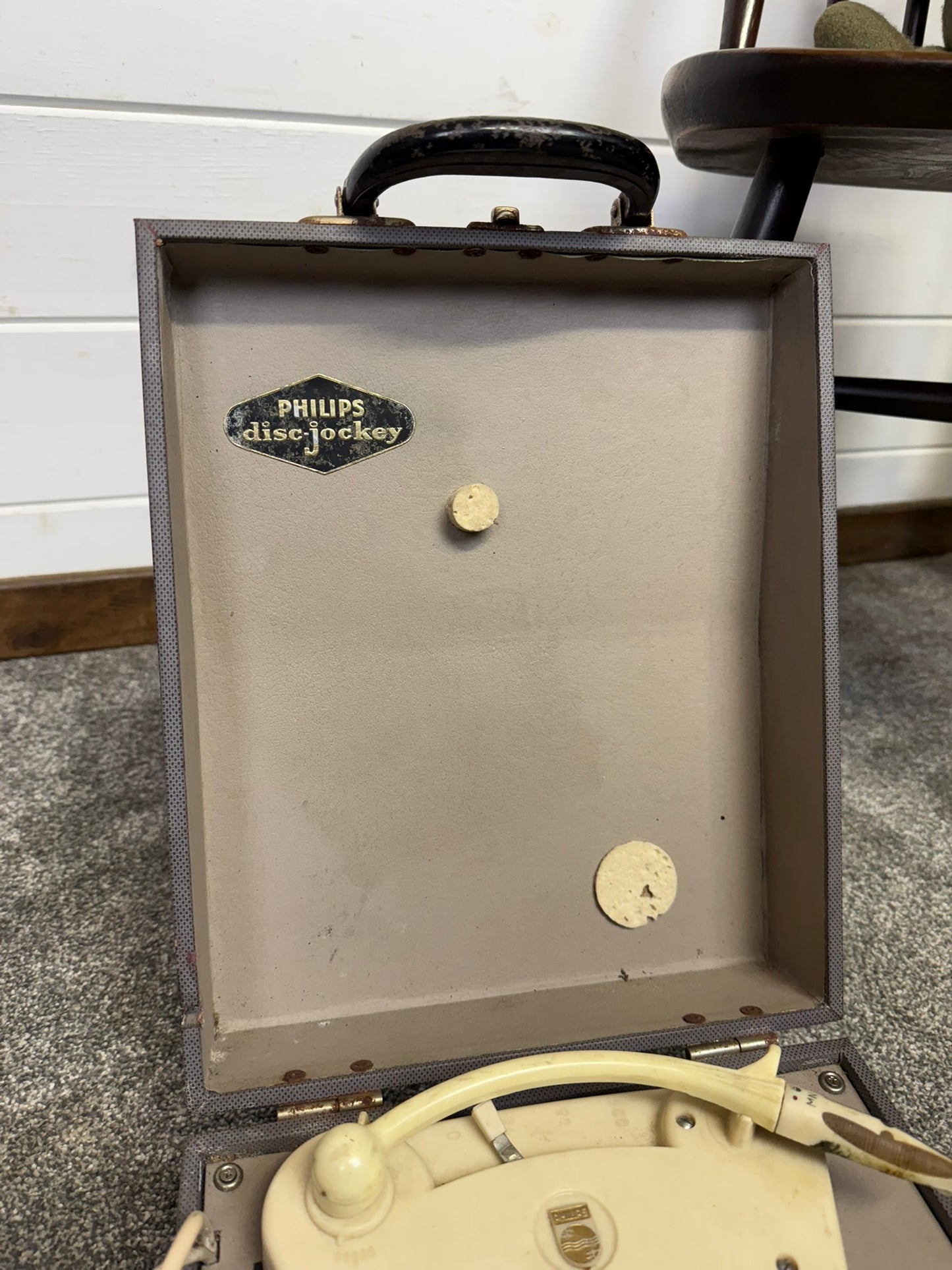 Vintage Philips Disc Jockey Portable Record Player Turntable 50's 60's Retro Decor Display