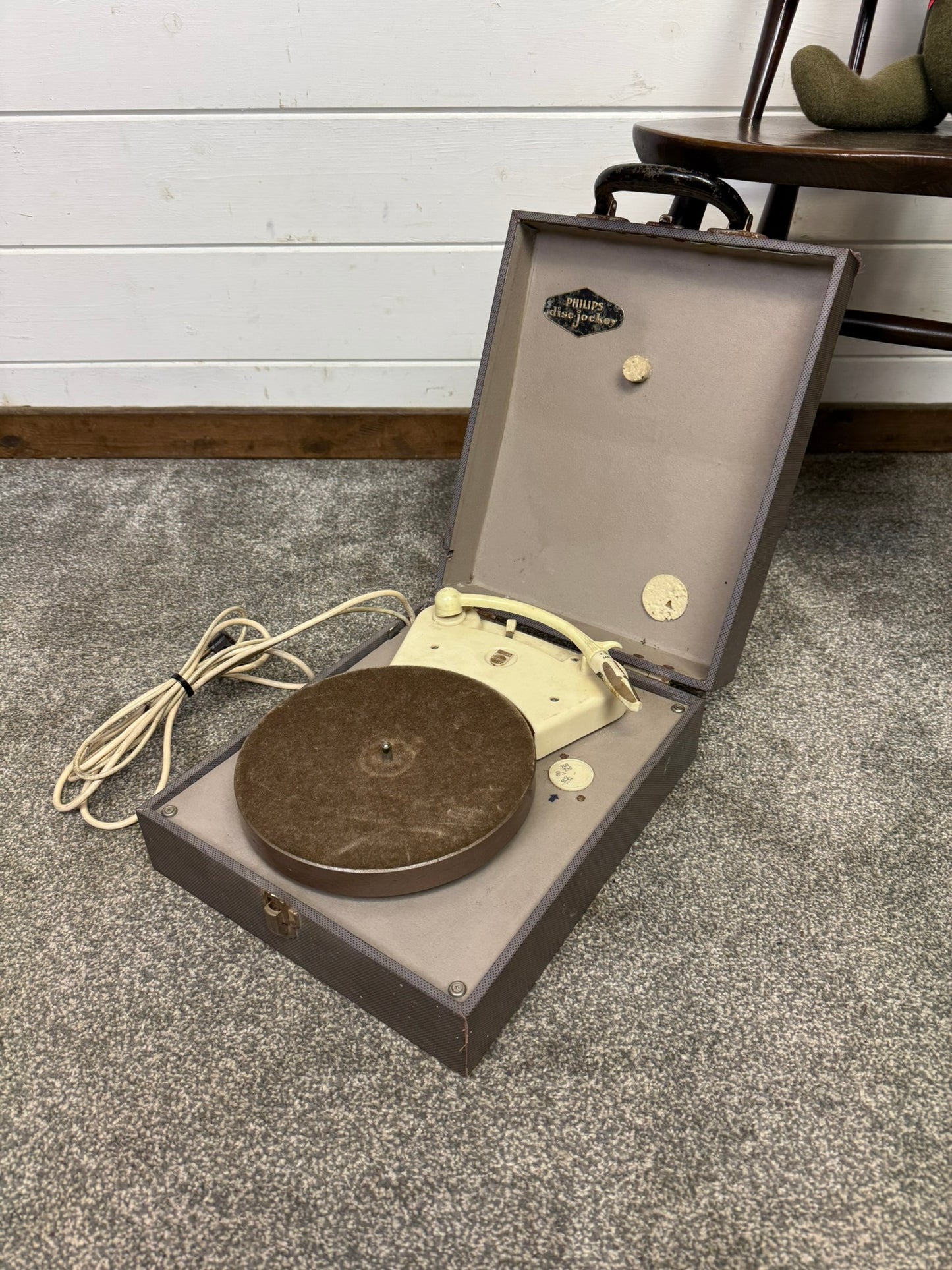 Vintage Philips Disc Jockey Portable Record Player Turntable 50's 60's Retro Decor Display