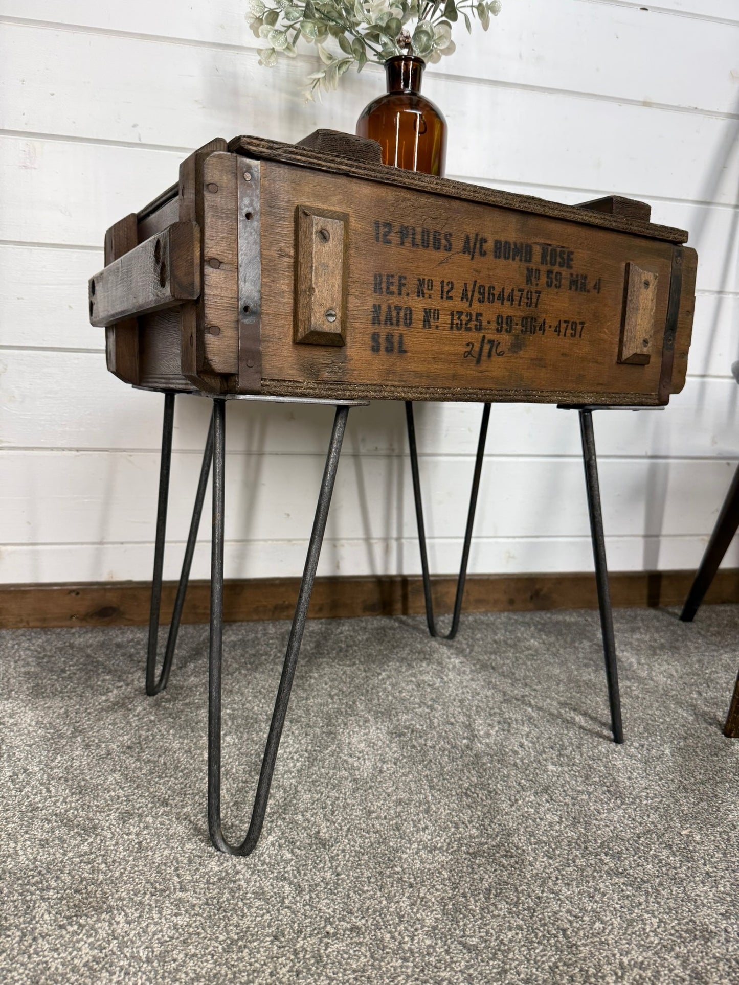 Vintage Military Crate Side Table Rustic Coffee Table Storage Box Reclaimed Army