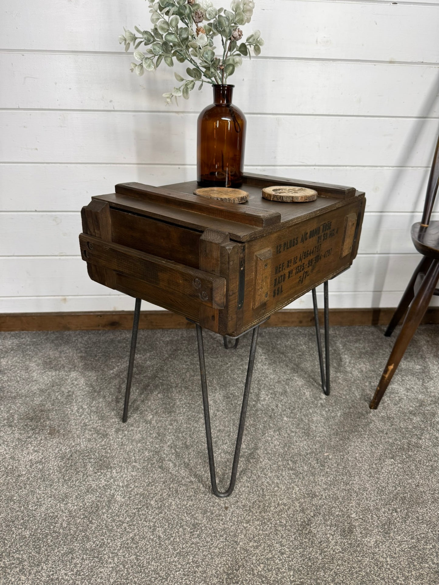 Vintage Military Crate Side Table Rustic Coffee Table Storage Box Reclaimed Army