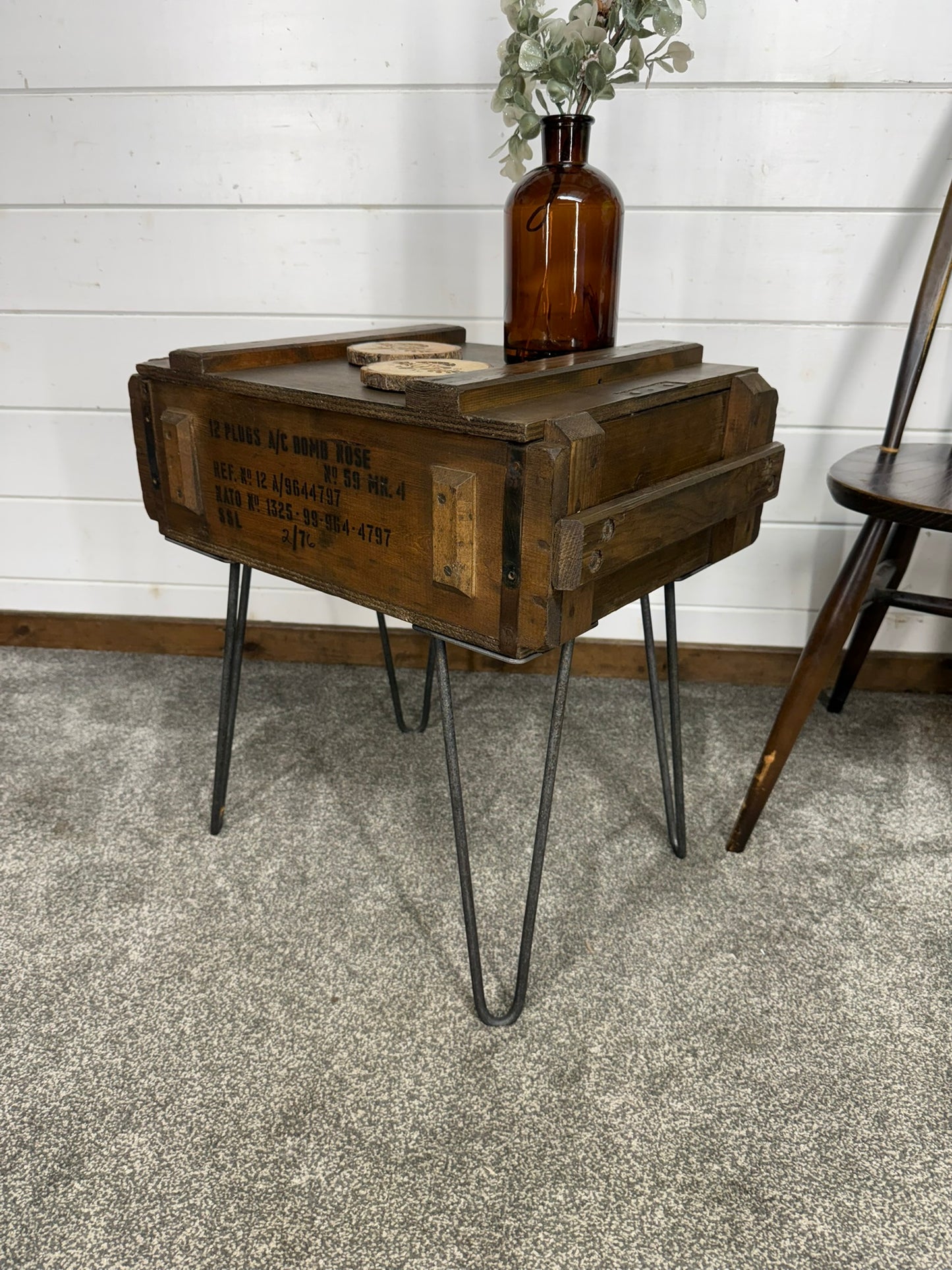 Vintage Military Crate Side Table Rustic Coffee Table Storage Box Reclaimed Army
