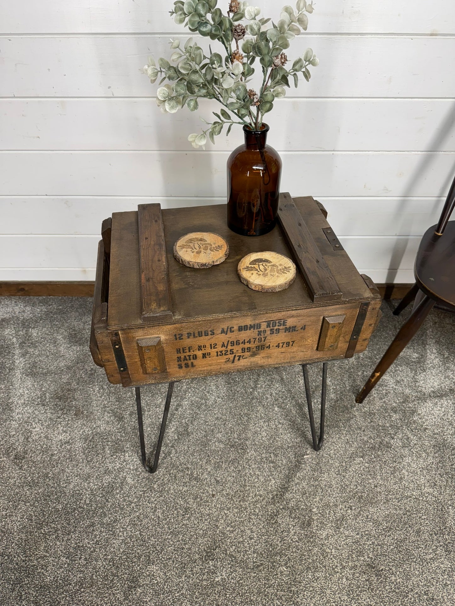Vintage Military Crate Side Table Rustic Coffee Table Storage Box Reclaimed Army