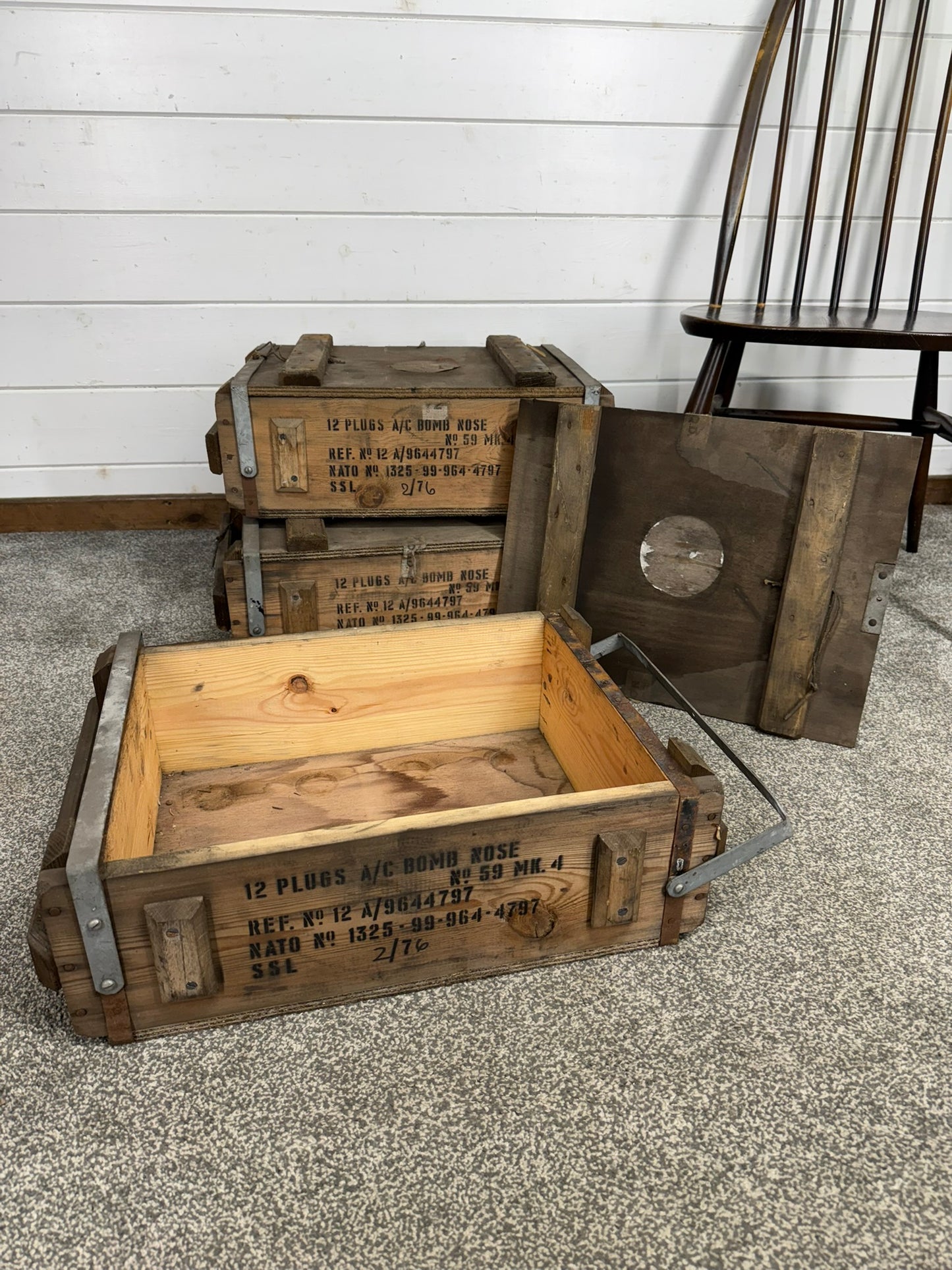 Vintage Wooden Military Box Ammo Crate Rustic British Army Storage Decor Display
