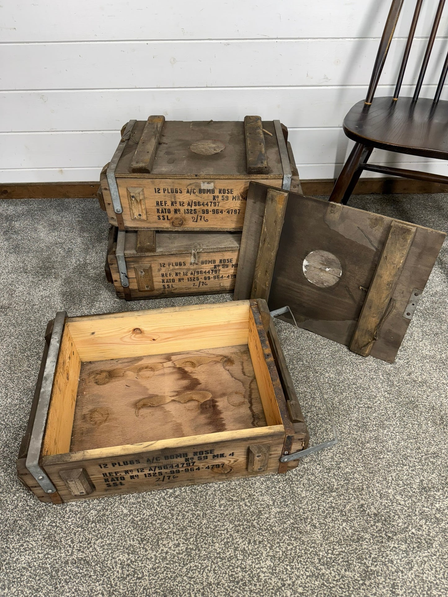 Vintage Wooden Military Box Ammo Crate Rustic British Army Storage Decor Display