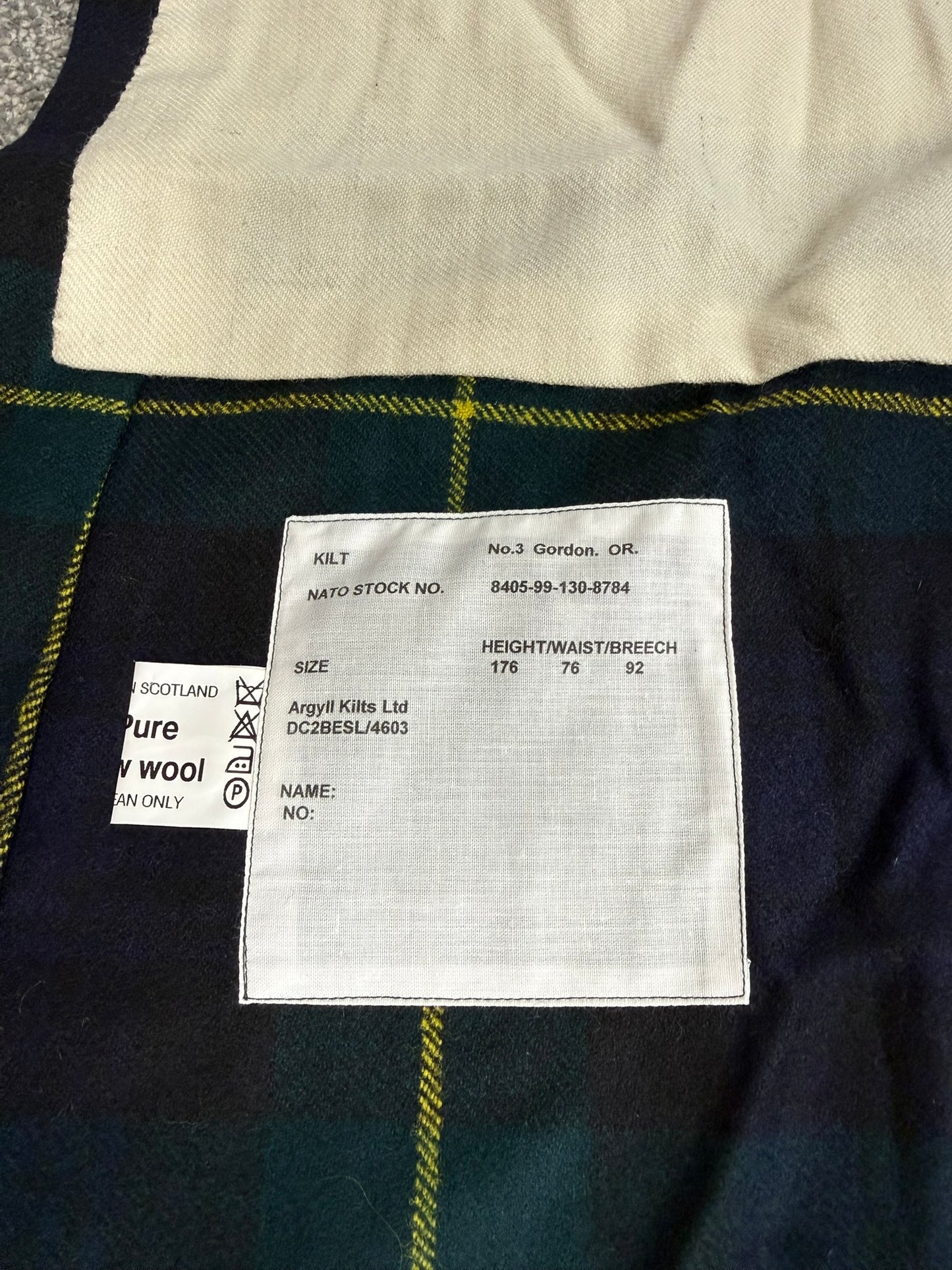British Army No3 Gordon Highlanders Kilt Unissued Military Pure Wool Tartan