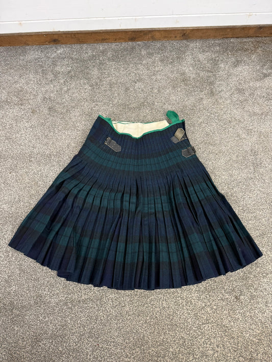 Vintage Scottish Military Black Watch Tartan Wool Kilt Thomas Gordon & Sons Kilt No 1