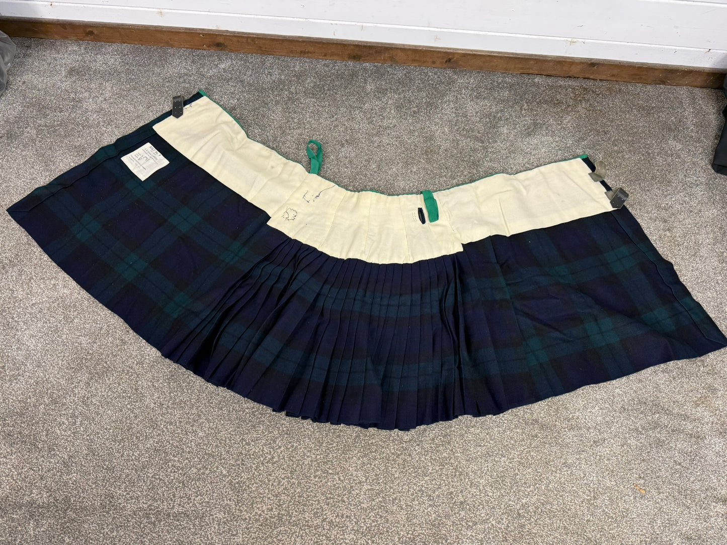 Vintage Scottish Military Black Watch Tartan Wool Kilt Thomas Gordon & Sons Kilt No 1
