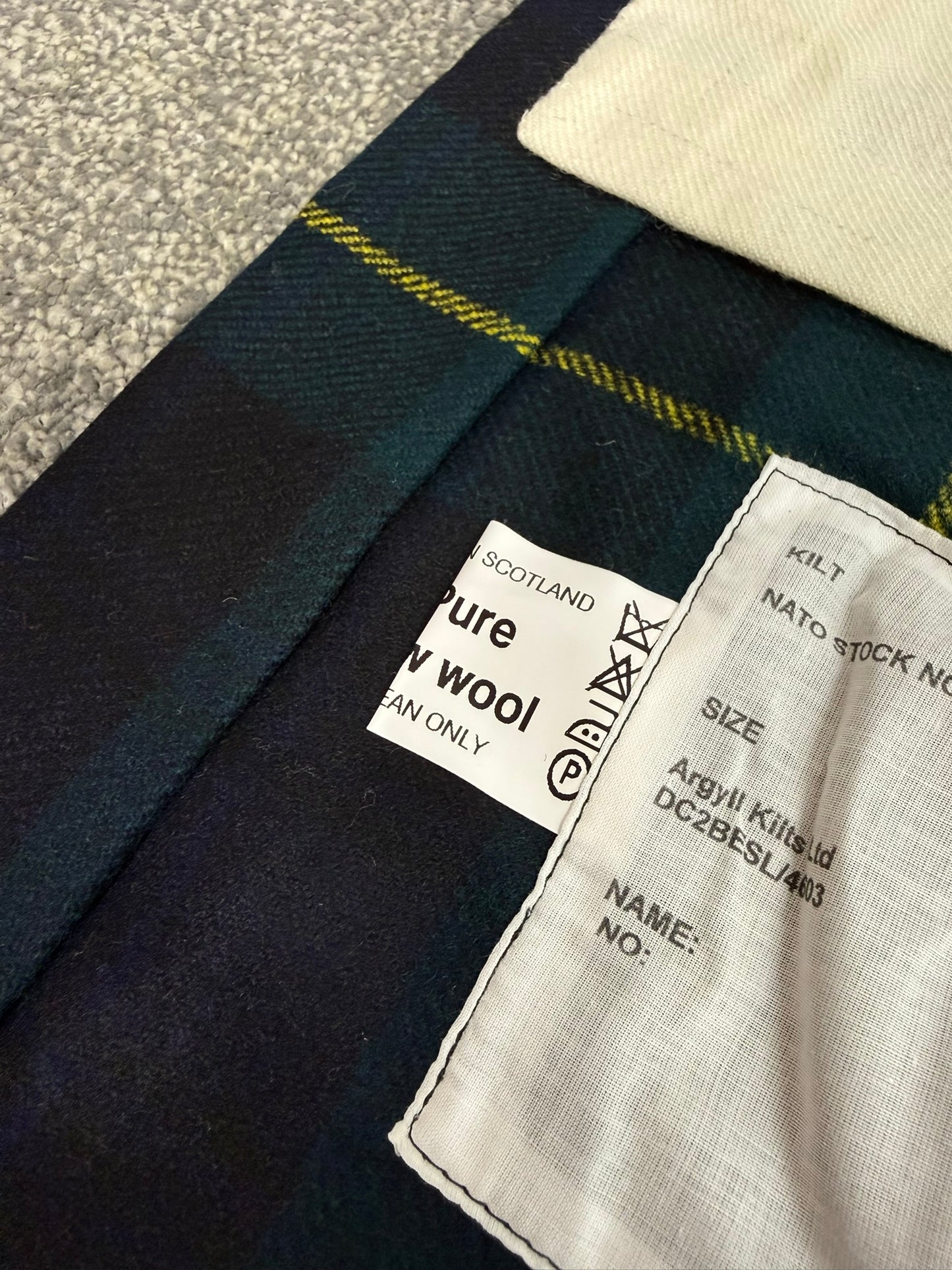 Unissued Vintage Army No3 Gordon Highlanders Kilt Military Pure Wool Tartan