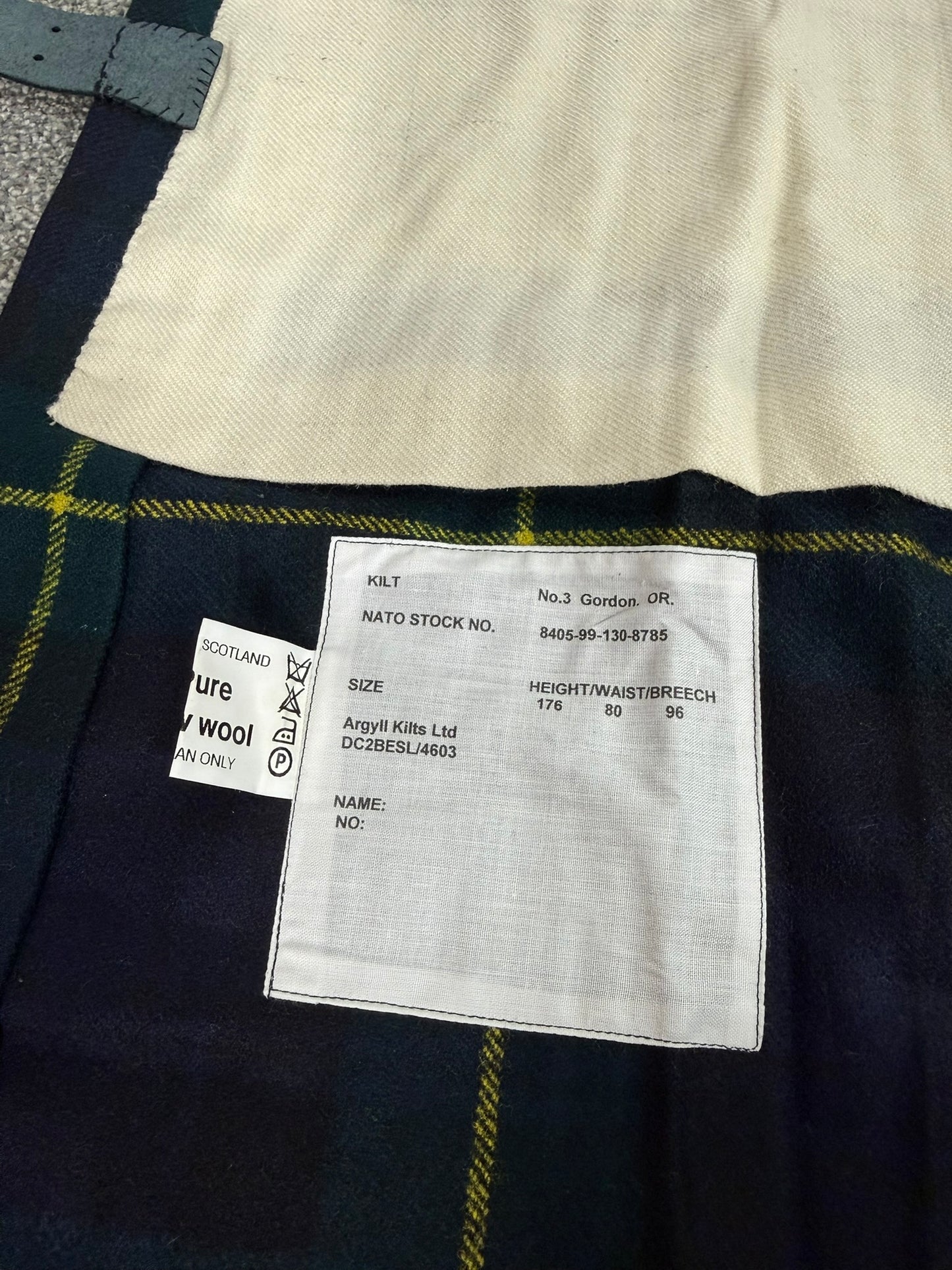 Unissued Vintage Army No3 Gordon Highlanders Kilt Military Pure Wool Tartan