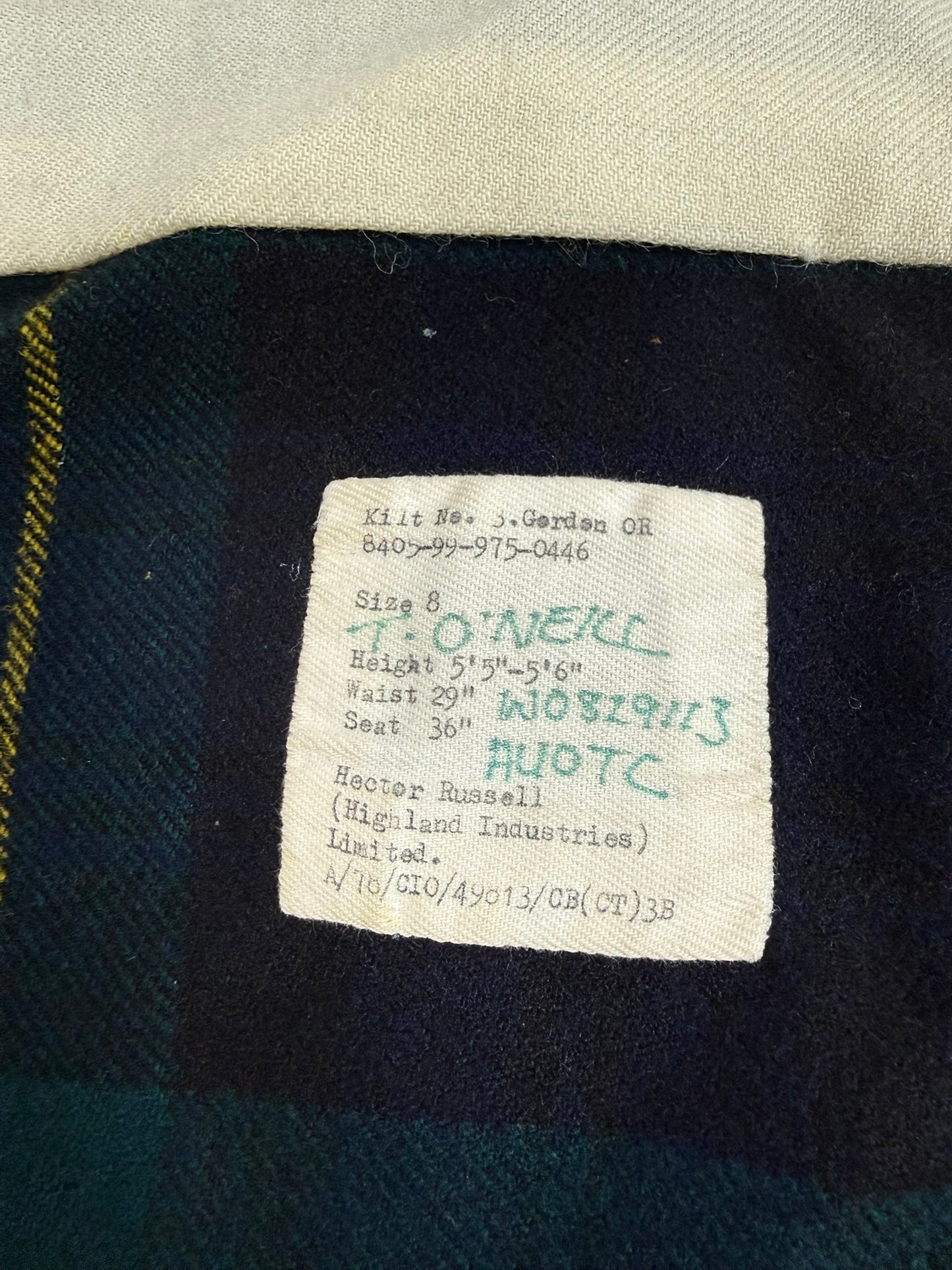 Vintage British Army No3 Gordon Highlanders Kilt Military Pure Wool Tartan - Damaged