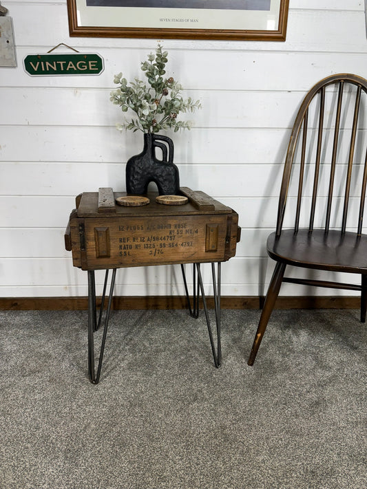 Vintage Military Crate Side Table Rustic Coffee Table Storage Box Reclaimed Army