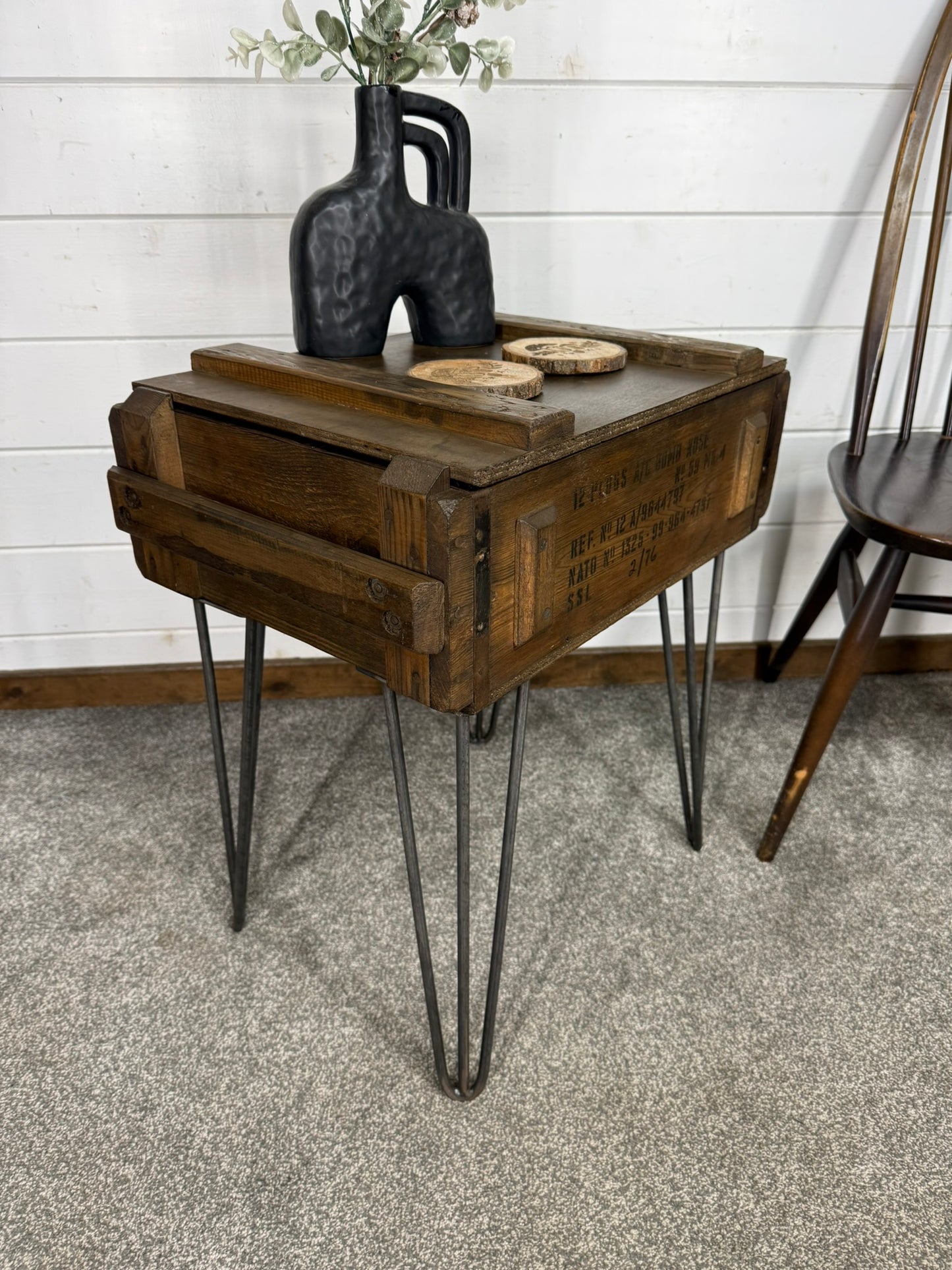 Vintage Military Crate Side Table Rustic Coffee Table Storage Box Reclaimed Army